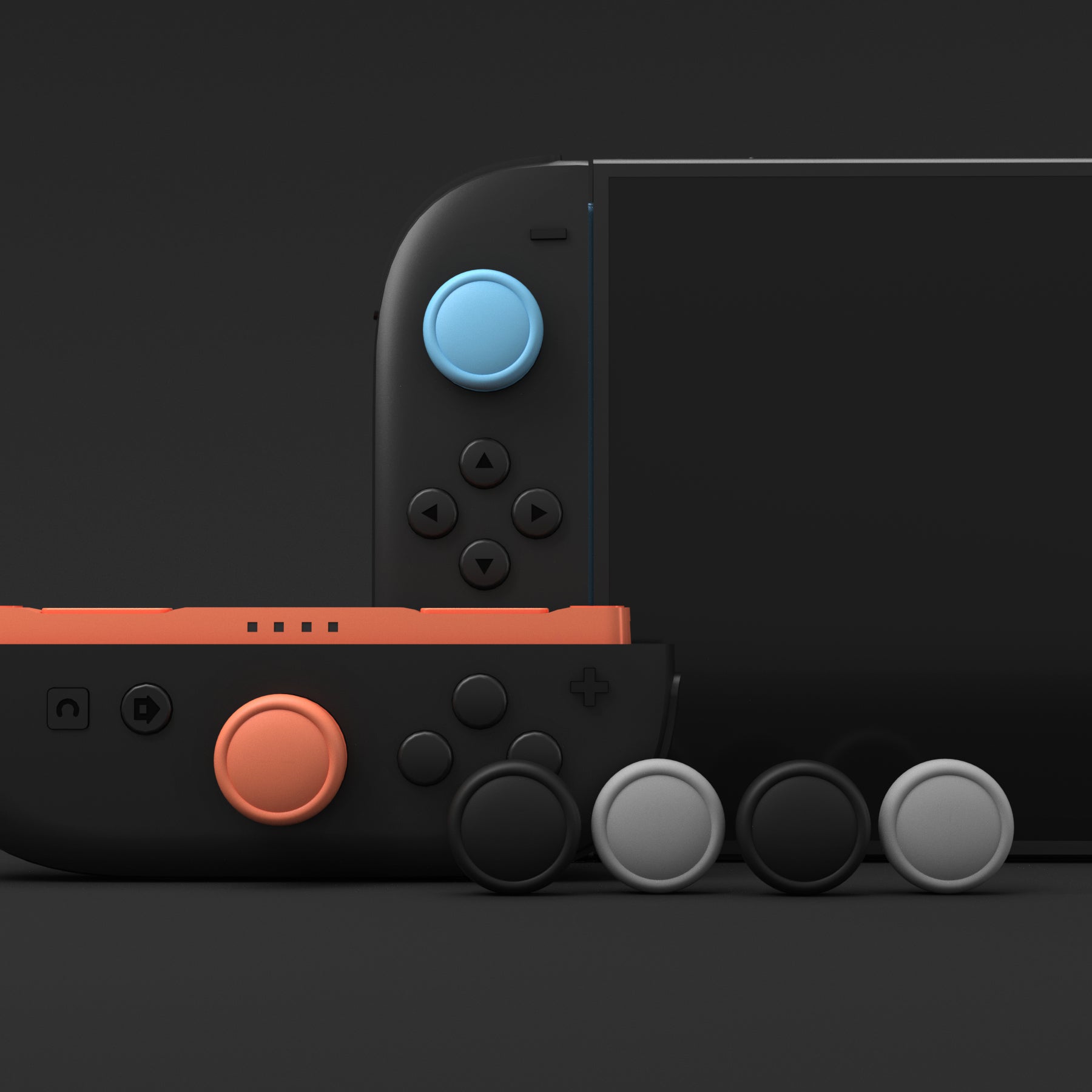 PlayVital 8Pcs Joystick Caps for Nintendo Switch 2, Silicone Thumbstick Grip Cover for Joycon 2 - Black & Gray & Blue & Orange PlayVital