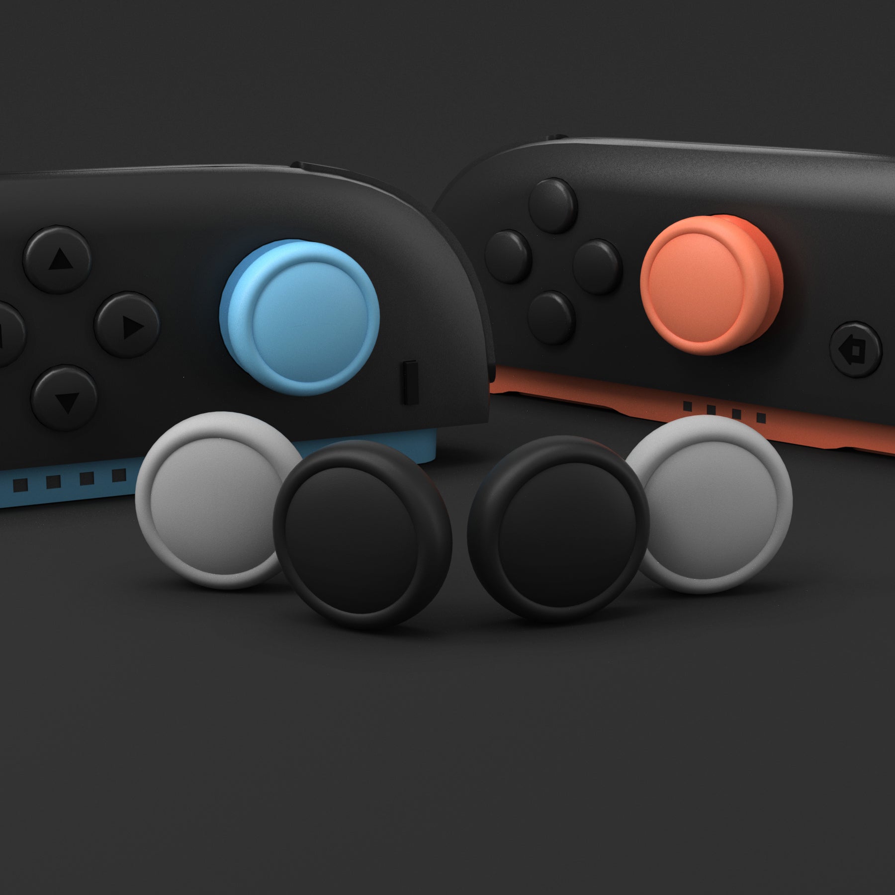 PlayVital 8Pcs Joystick Caps for Nintendo Switch 2, Silicone Thumbstick Grip Cover for Joycon 2 - Black & Gray & Blue & Orange PlayVital