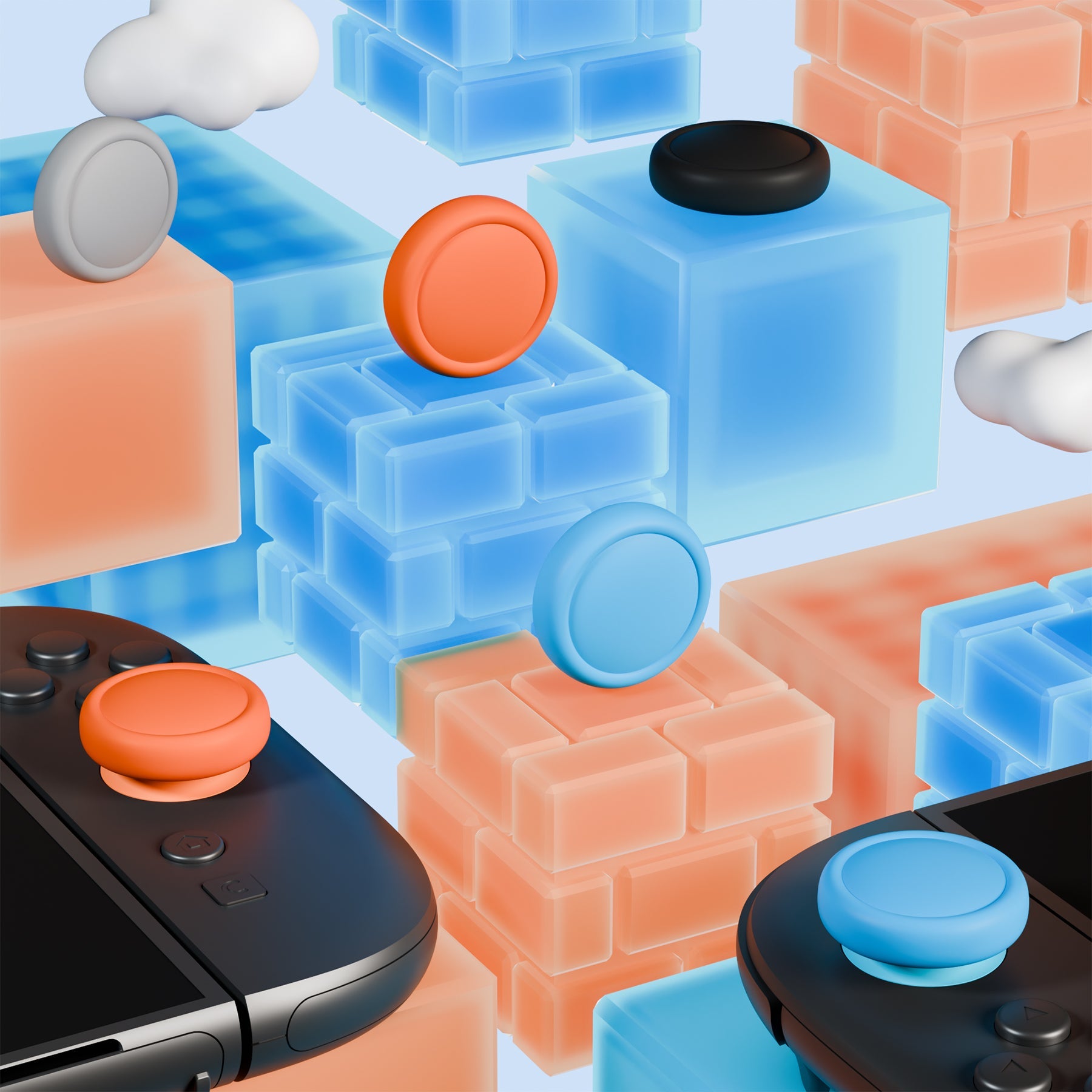 PlayVital 8Pcs Joystick Caps for Nintendo Switch 2, Silicone Thumbstick Grip Cover for Joycon 2 - Black & Gray & Blue & Orange PlayVital