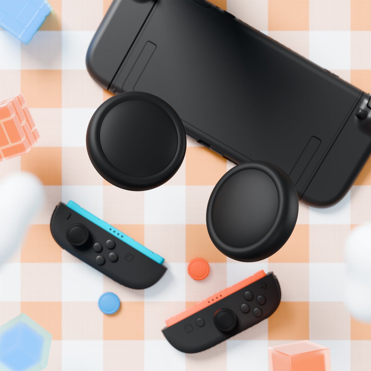 PlayVital 8Pcs Joystick Caps for Nintendo Switch 2, Silicone Thumbstick Grip Cover for Joycon 2 - Black & Gray & Blue & Orange PlayVital