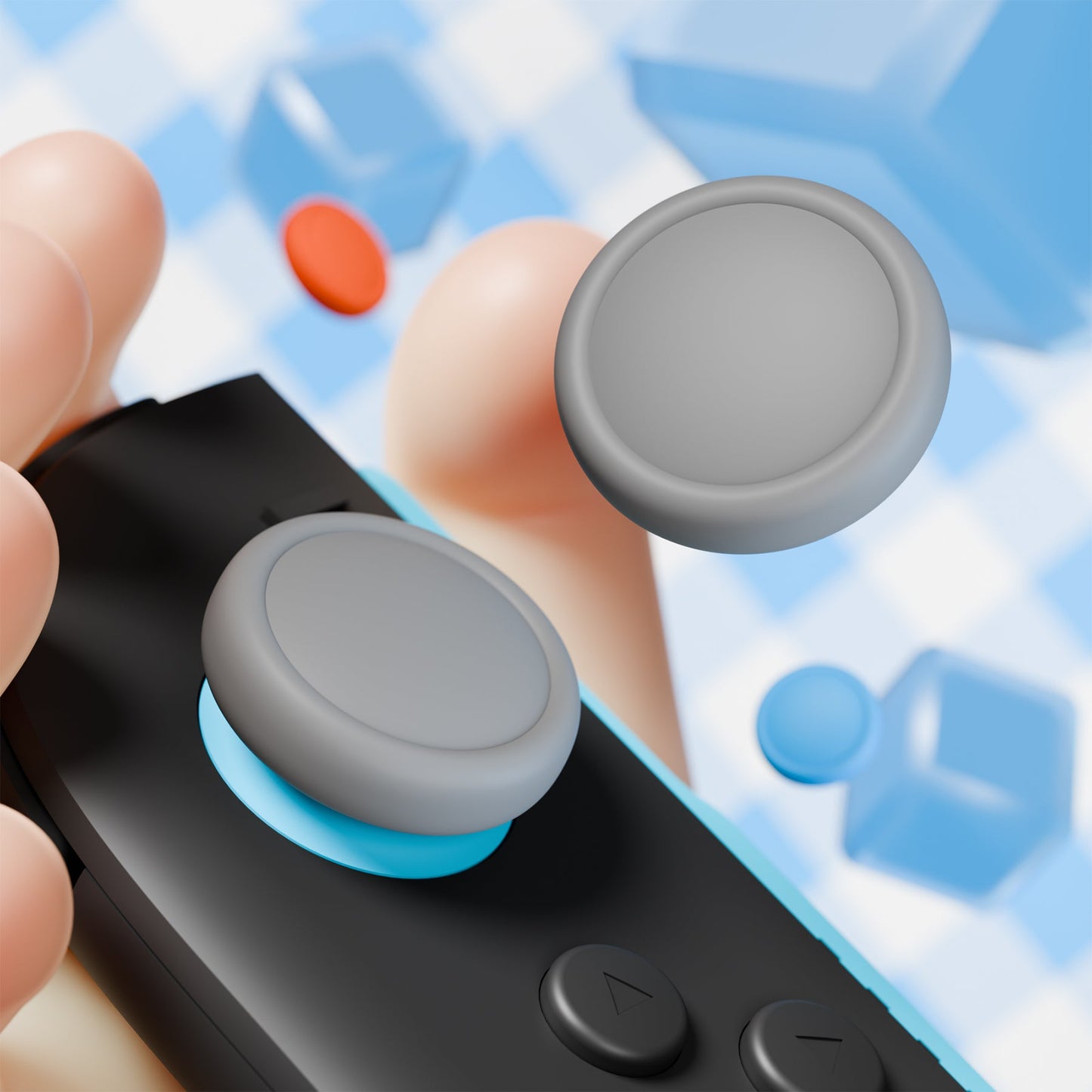 PlayVital 8Pcs Joystick Caps for Nintendo Switch 2, Silicone Thumbstick Grip Cover for Joycon 2 - Black & Gray & Blue & Orange PlayVital