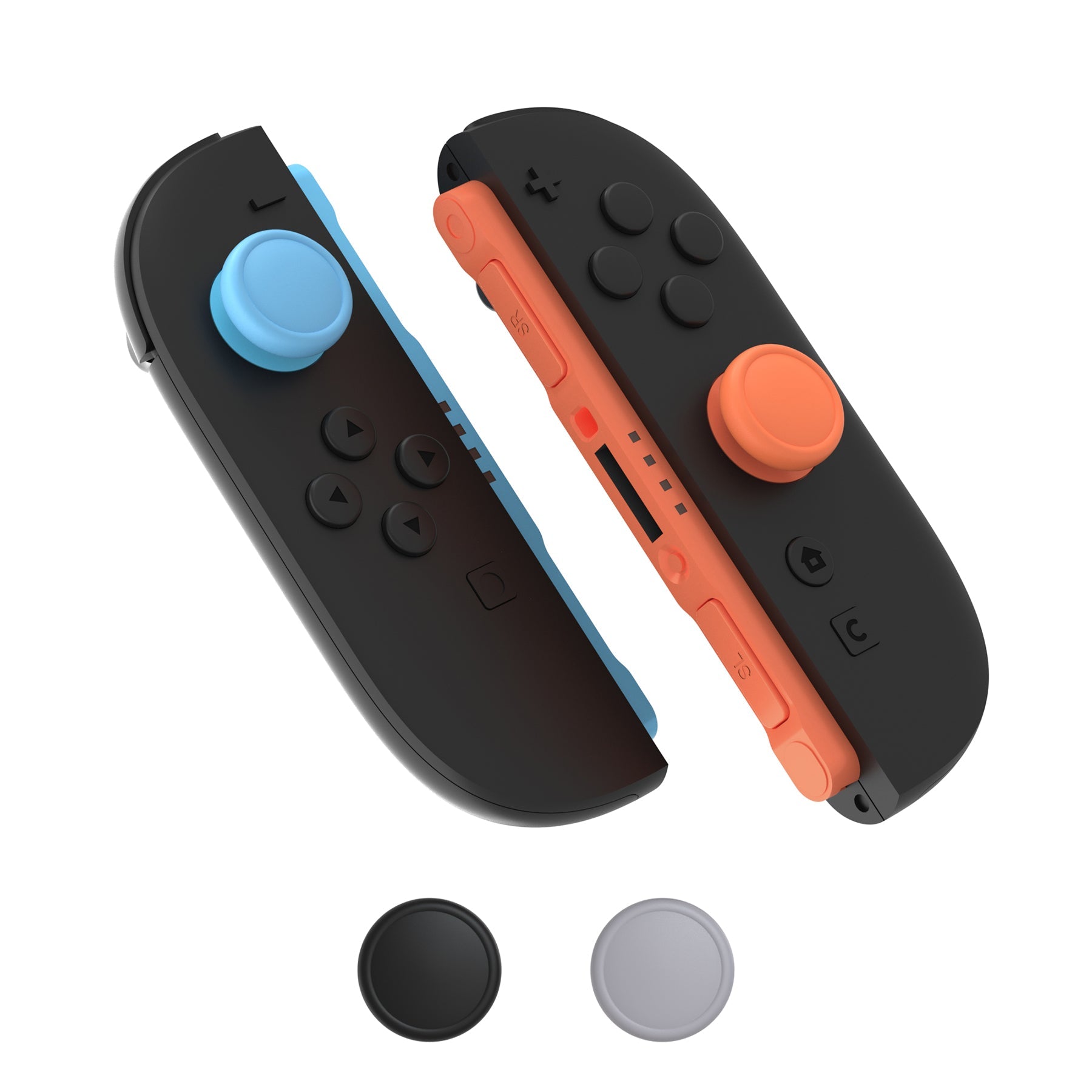 PlayVital 8Pcs Joystick Caps for Nintendo Switch 2, Silicone Thumbstick Grip Cover for Joycon 2 - Black & Gray & Blue & Orange PlayVital