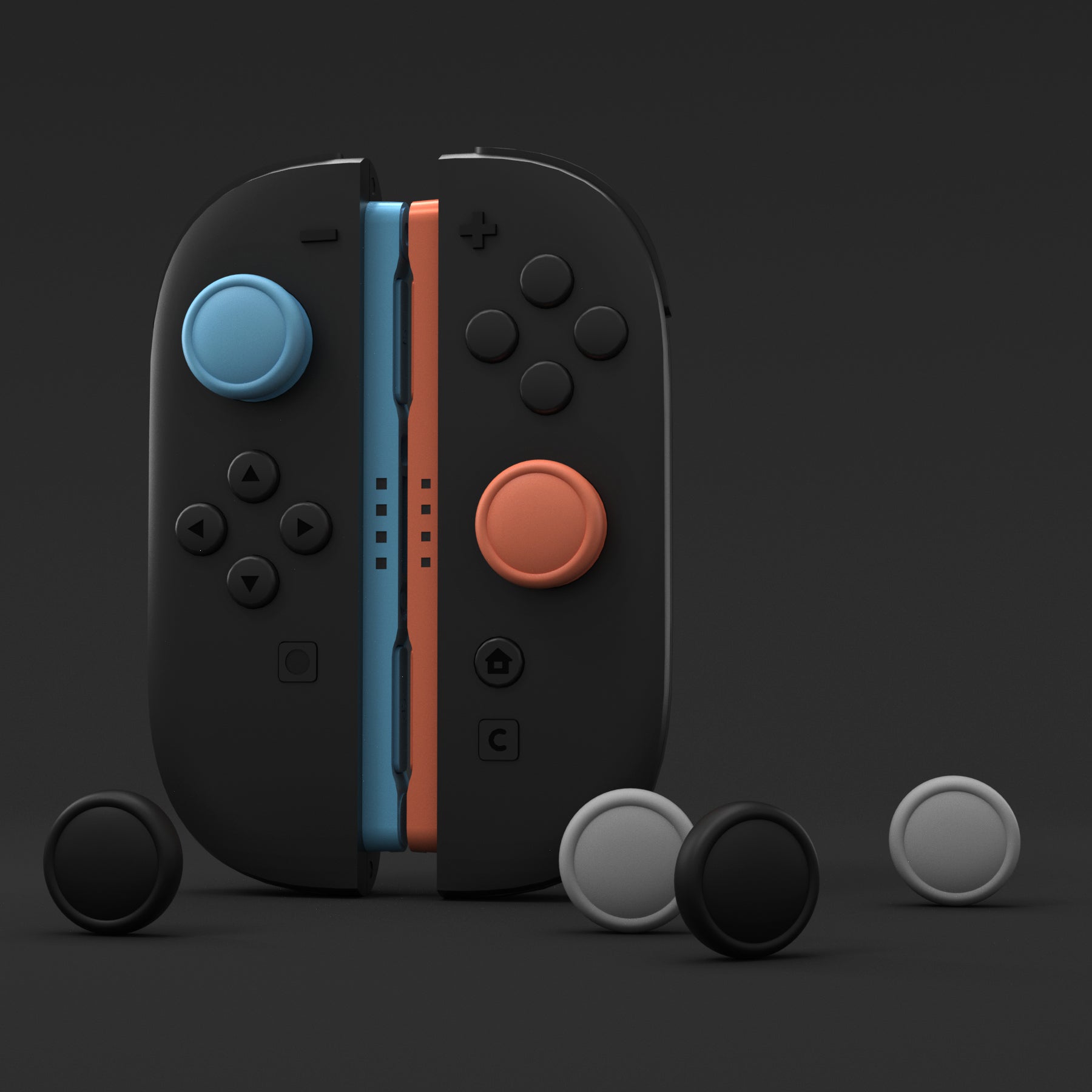 PlayVital 8Pcs Joystick Caps for Nintendo Switch 2, Silicone Thumbstick Grip Cover for Joycon 2 - Black & Gray & Blue & Orange PlayVital