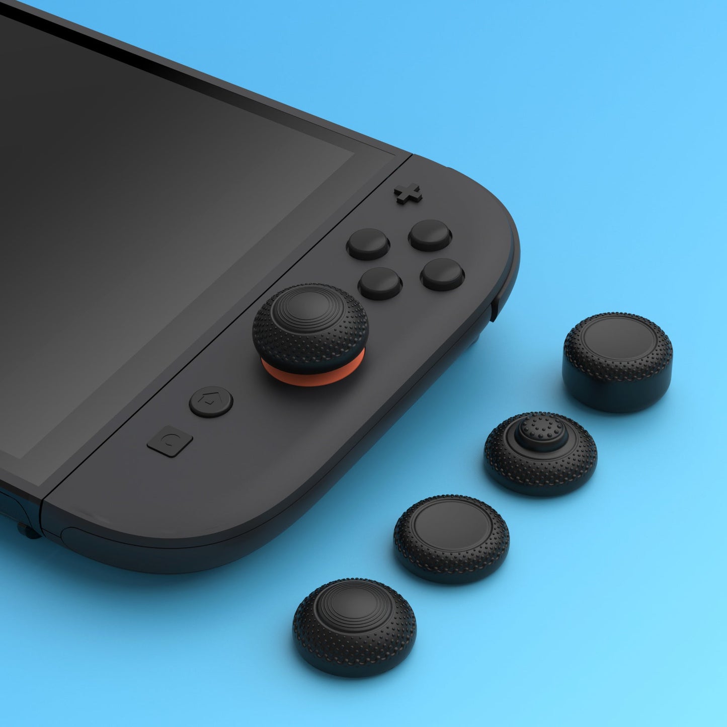 PlayVital 8 in 1 Pro Thumbs Grip Caps for Nintendo Switch 2, 8Pcs Ergonomic Anti-Slip Joystick Caps for Joycon 2 Grip - Black PlayVital