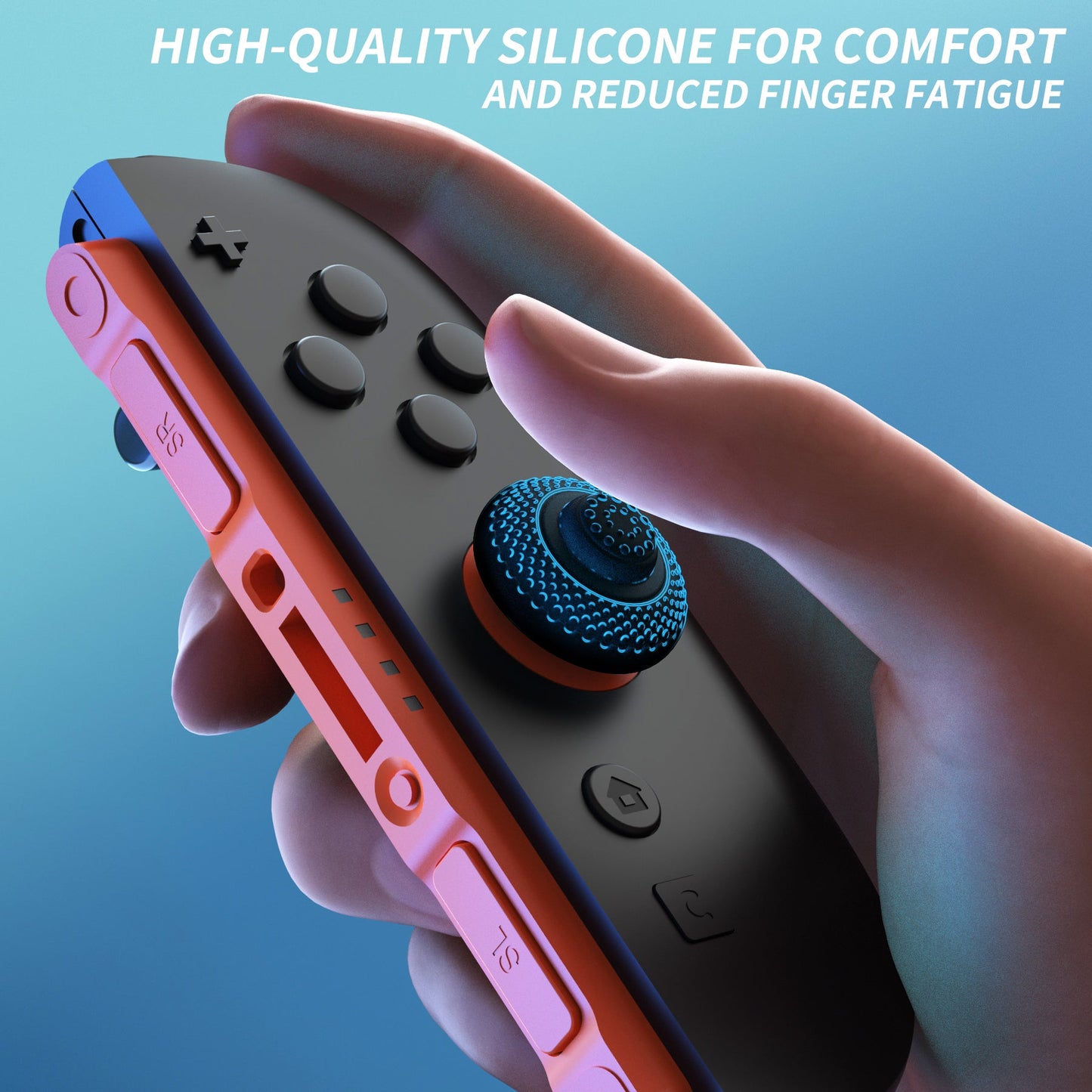 PlayVital 8 in 1 Pro Thumbs Grip Caps for Nintendo Switch 2, 8Pcs Ergonomic Anti-Slip Joystick Caps for Joycon 2 Grip - Black PlayVital