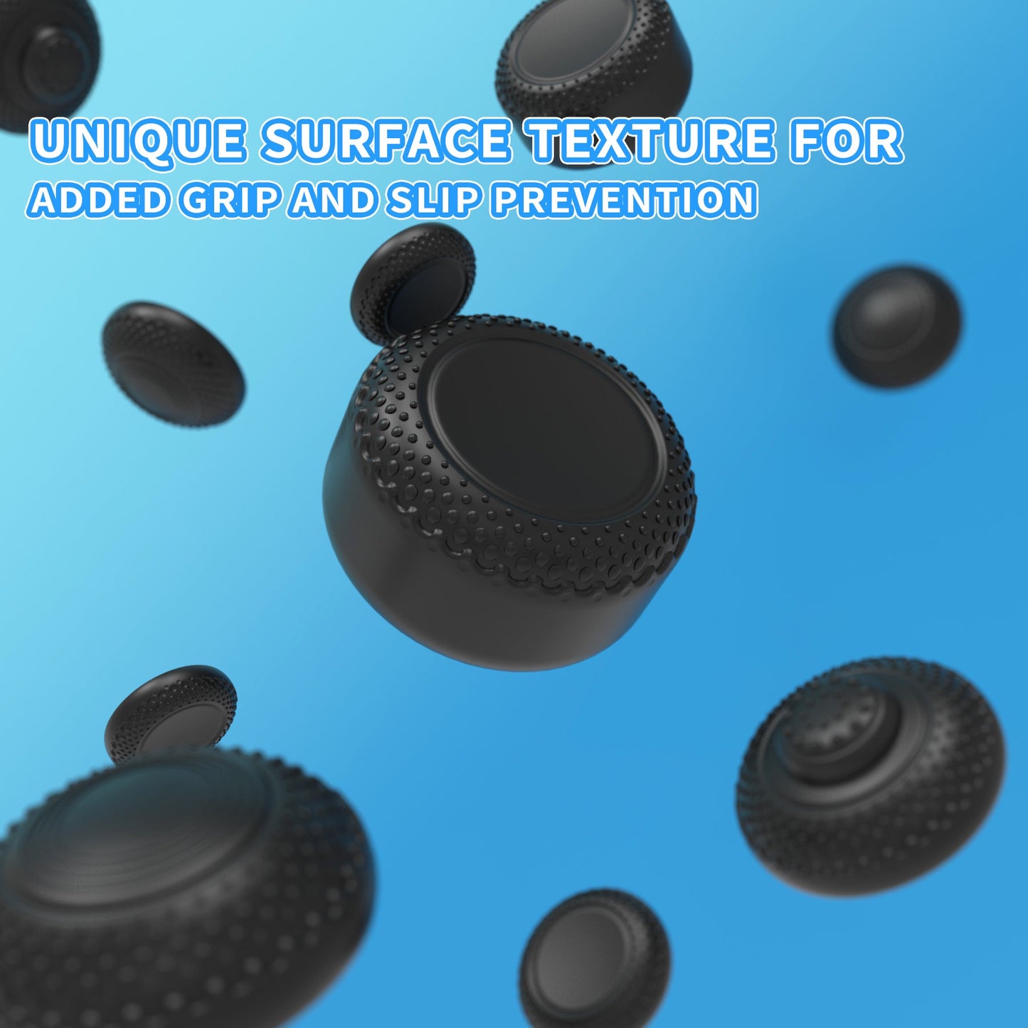 PlayVital 8 in 1 Pro Thumbs Grip Caps for Nintendo Switch 2, 8Pcs Ergonomic Anti-Slip Joystick Caps for Joycon 2 Grip - Black PlayVital