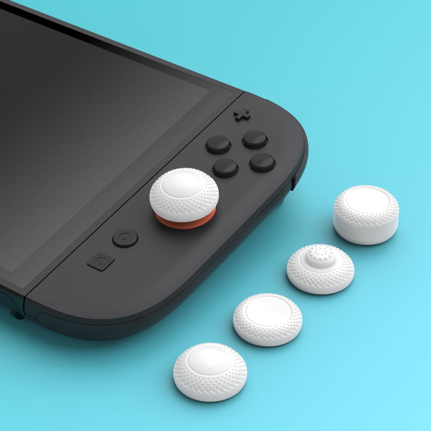 PlayVital 8 in 1 Pro Thumbs Grip Caps for Nintendo Switch 2, 8Pcs Ergonomic Anti-Slip Joystick Caps for Joycon 2 Grip - White PlayVital