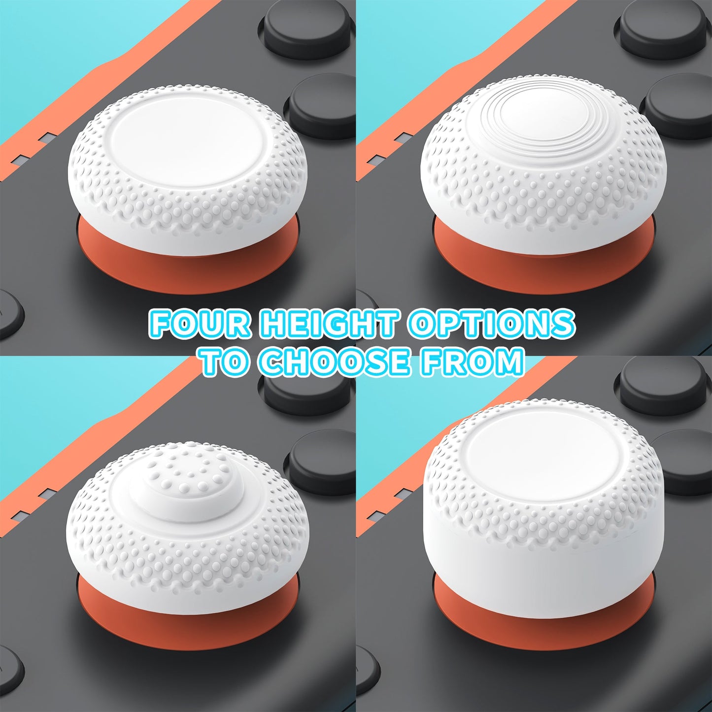 PlayVital 8 in 1 Pro Thumbs Grip Caps for Nintendo Switch 2, 8Pcs Ergonomic Anti-Slip Joystick Caps for Joycon 2 Grip - White PlayVital