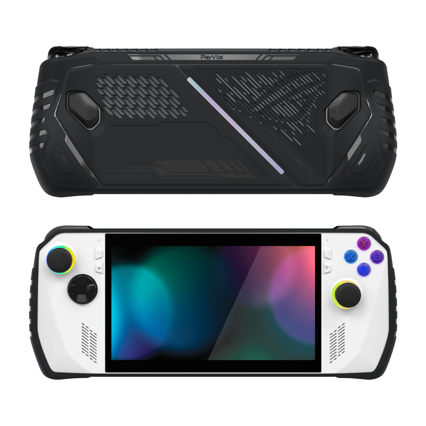 PlayVital ABSOLUTE TPU Protective Case for ROG Ally, Anti-Slip Grip Cover with Joystick Caps for ROG Ally Accessories - Black PlayVital