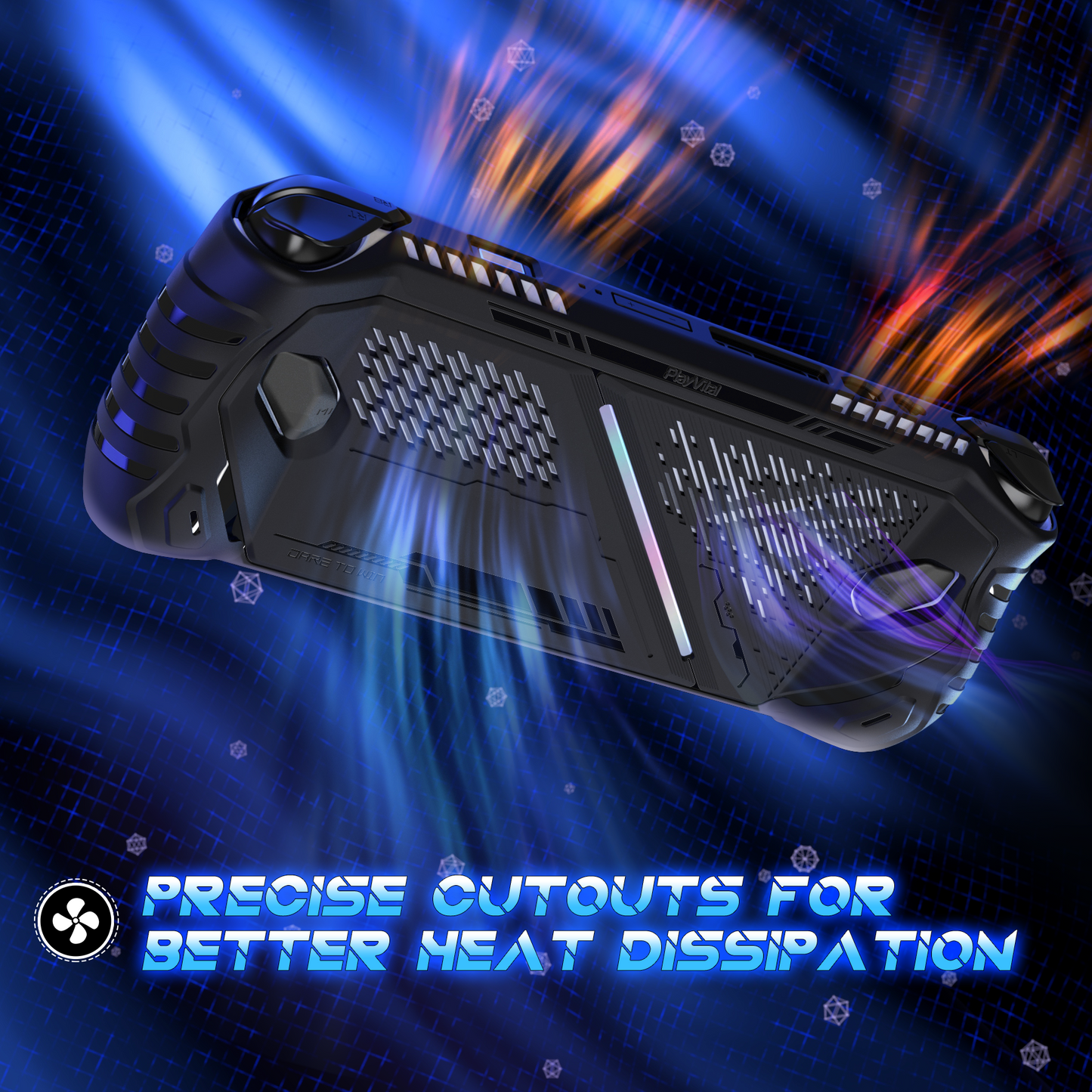 PlayVital ABSOLUTE TPU Protective Case for ROG Ally, Anti-Slip Grip Cover with Joystick Caps for ROG Ally Accessories - Black PlayVital