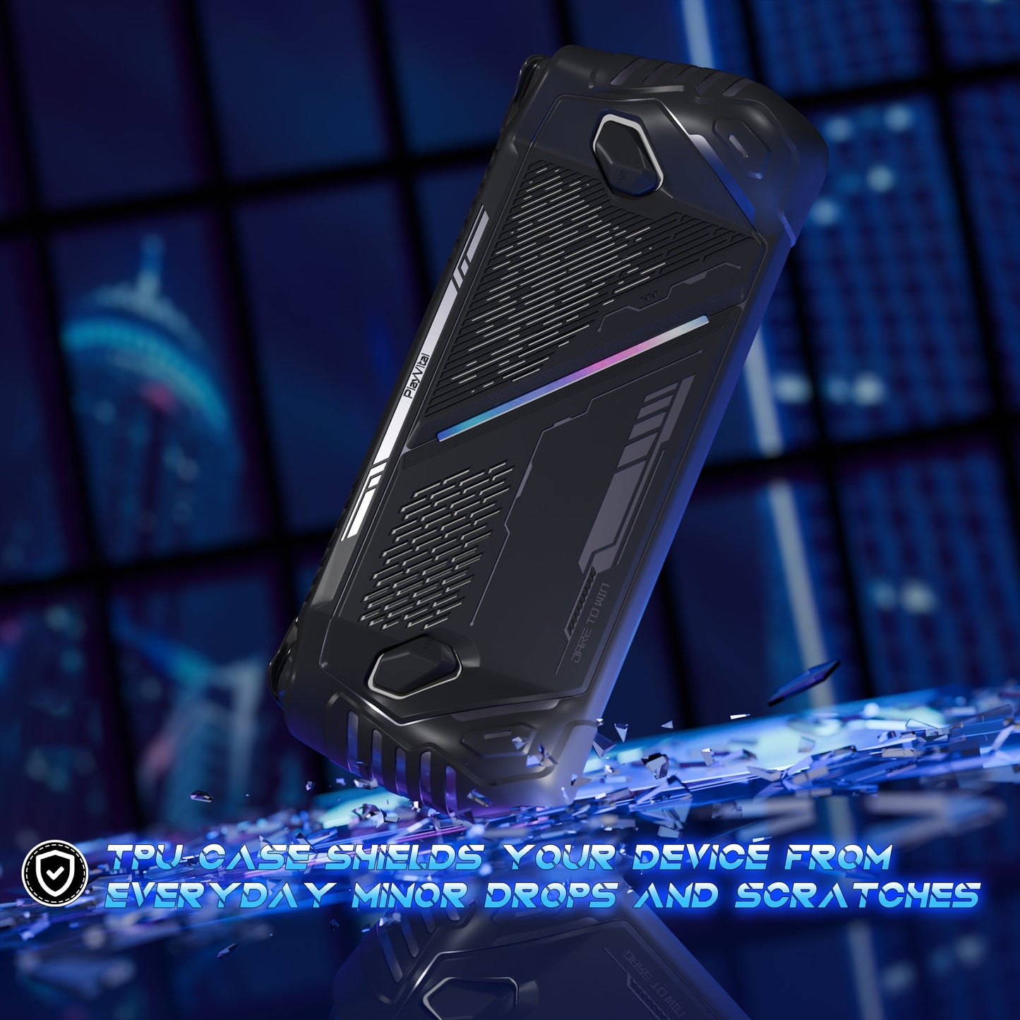 PlayVital ABSOLUTE TPU Protective Case for ROG Ally, Anti-Slip Grip Cover with Joystick Caps for ROG Ally Accessories - Black PlayVital