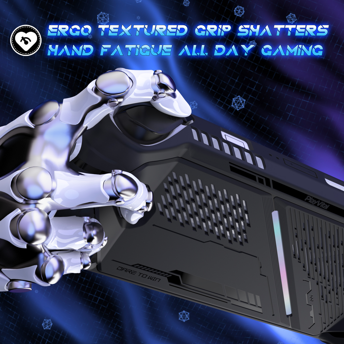 PlayVital ABSOLUTE TPU Protective Case for ROG Ally, Anti-Slip Grip Cover with Joystick Caps for ROG Ally Accessories - Black PlayVital