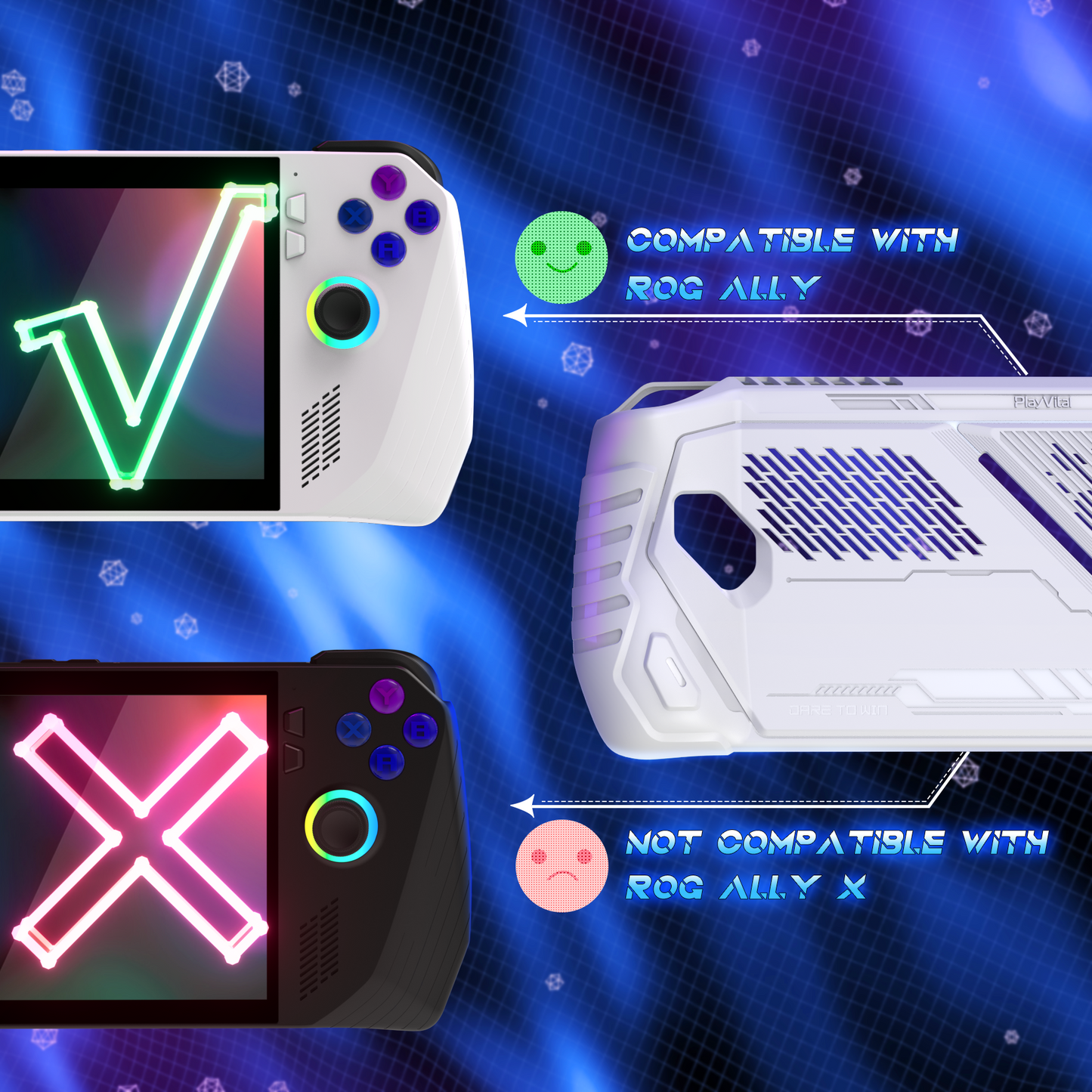 PlayVital ABSOLUTE TPU Protective Case for ROG Ally, Anti-Slip Grip Cover with Joystick Caps for ROG Ally Accessories - White PlayVital