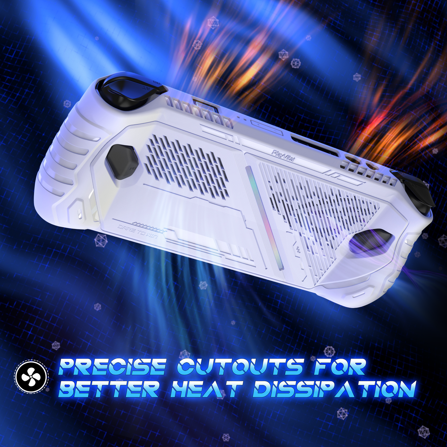 PlayVital ABSOLUTE TPU Protective Case for ROG Ally, Anti-Slip Grip Cover with Joystick Caps for ROG Ally Accessories - White PlayVital
