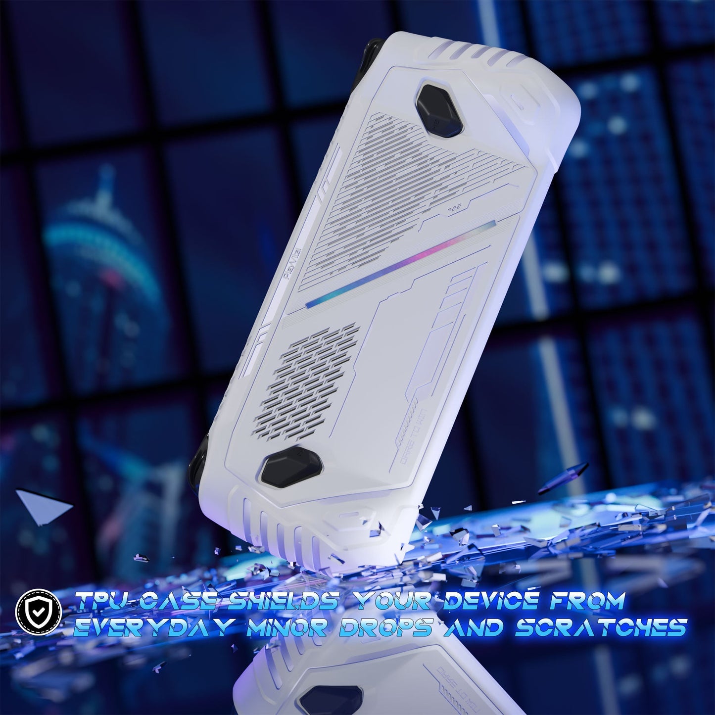 PlayVital ABSOLUTE TPU Protective Case for ROG Ally, Anti-Slip Grip Cover with Joystick Caps for ROG Ally Accessories - White PlayVital