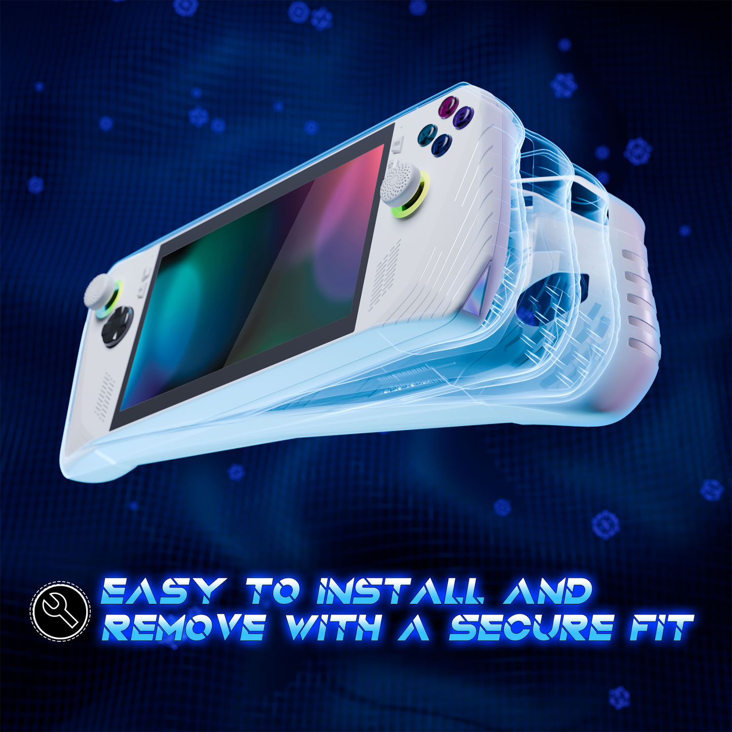PlayVital ABSOLUTE TPU Protective Case for ROG Ally, Anti-Slip Grip Cover with Joystick Caps for ROG Ally Accessories - White PlayVital