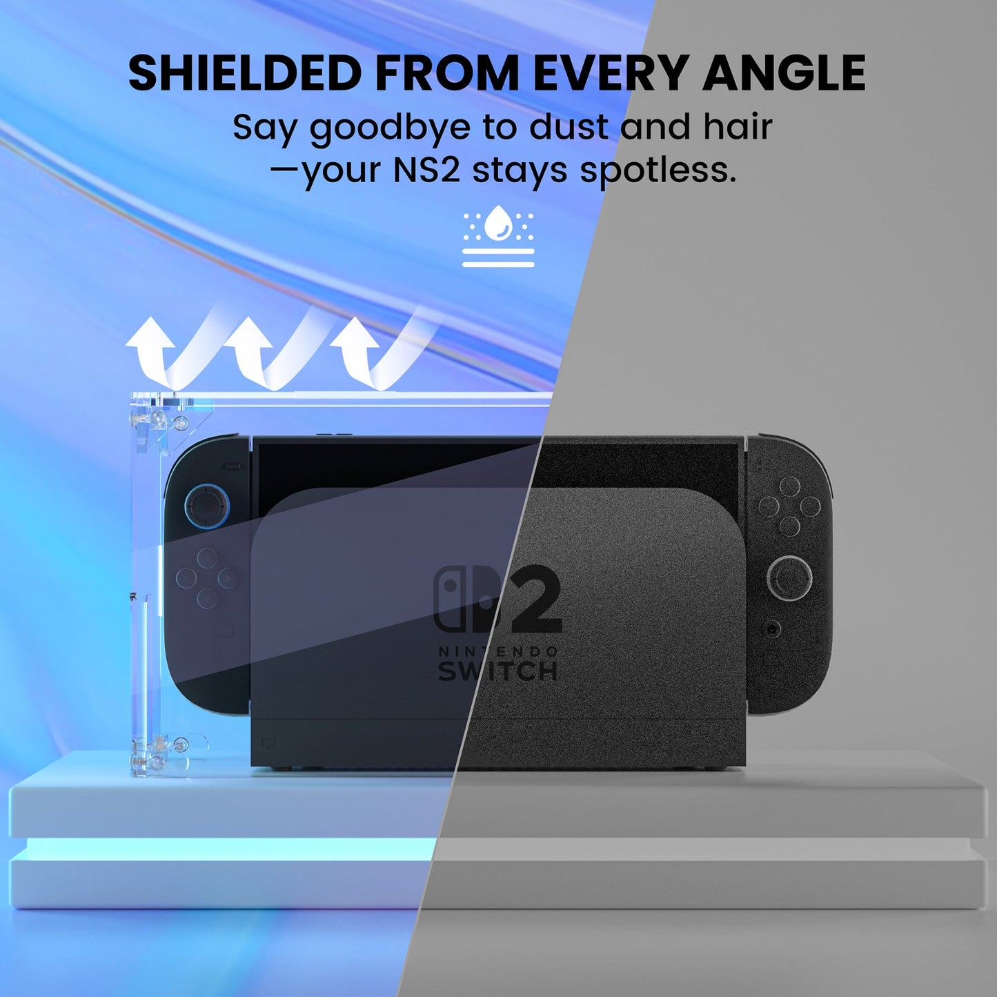 PlayVital Acrylic Dust Cover for Nintendo Switch 2 Console & Charging Dock Assemble Waterproof Protective Box Cover Sleeve for Nintendo Switch 2 (2025) - Clear PlayVital
