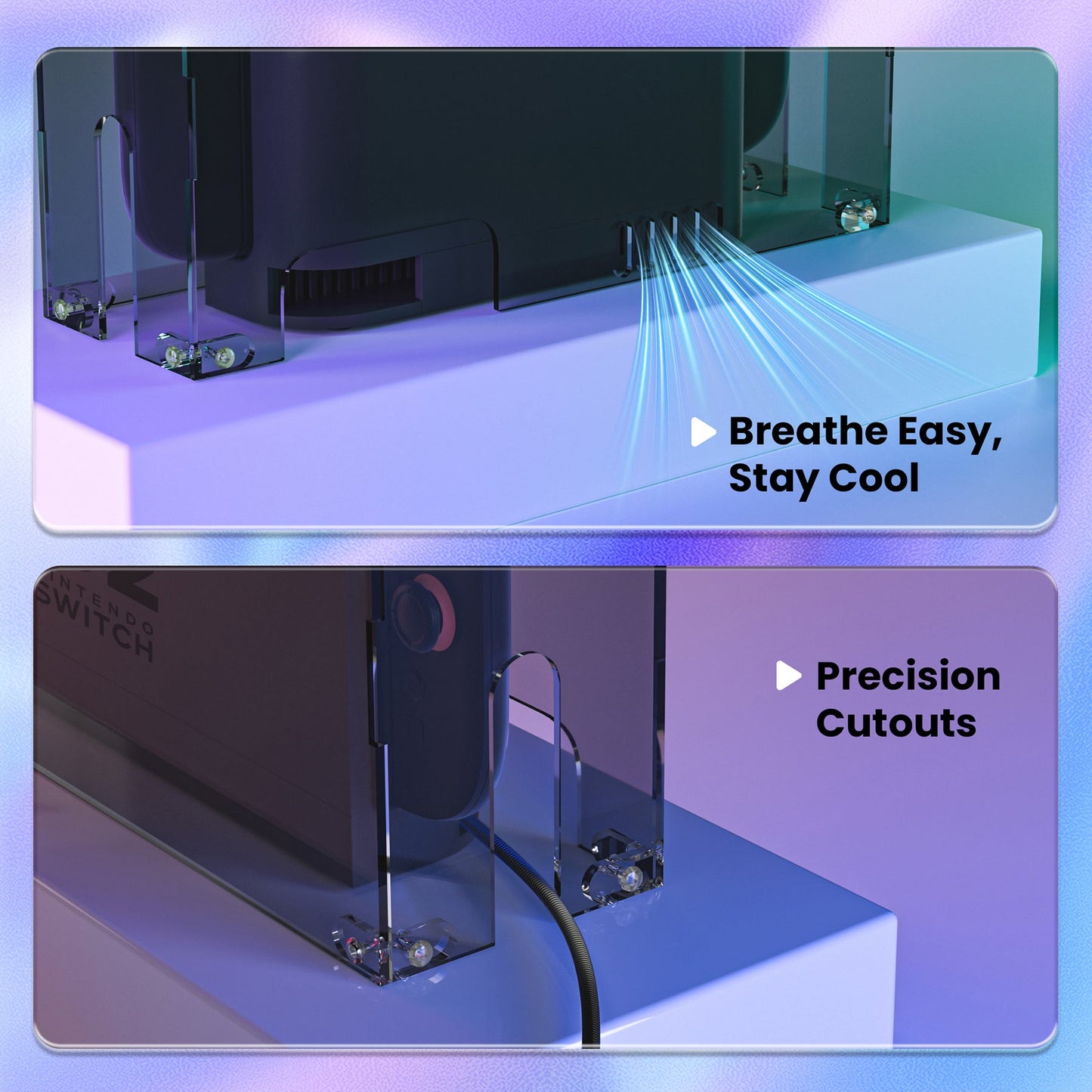 PlayVital Acrylic Dust Cover for Nintendo Switch 2 Console & Charging Dock Assemble Waterproof Protective Box Cover Sleeve for Nintendo Switch 2 (2025) - Clear Black PlayVital