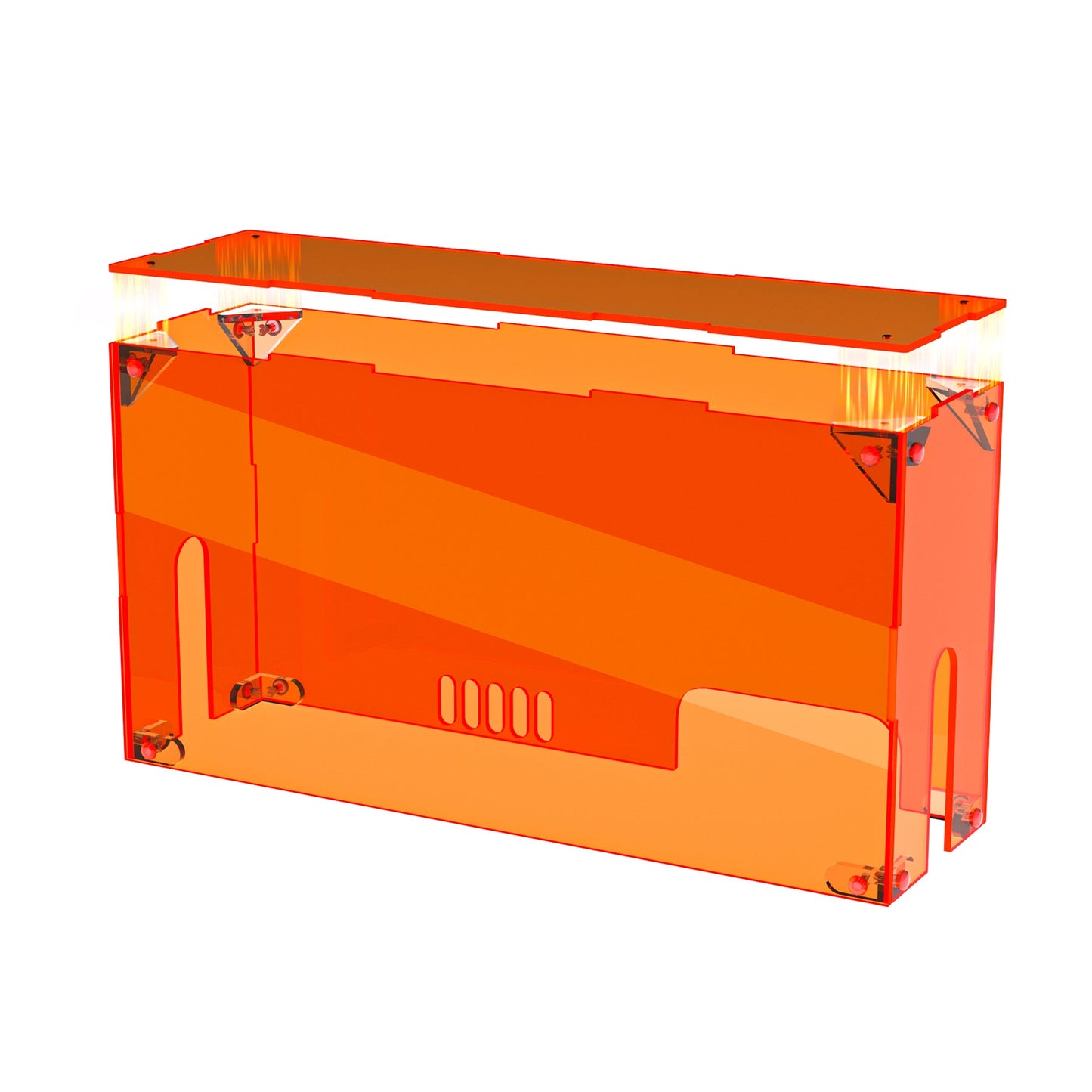 PlayVital Acrylic Dust Cover for Nintendo Switch 2 Console & Charging Dock Assemble Waterproof Protective Box Cover Sleeve for Nintendo Switch 2 (2025) - Clear Orange PlayVital