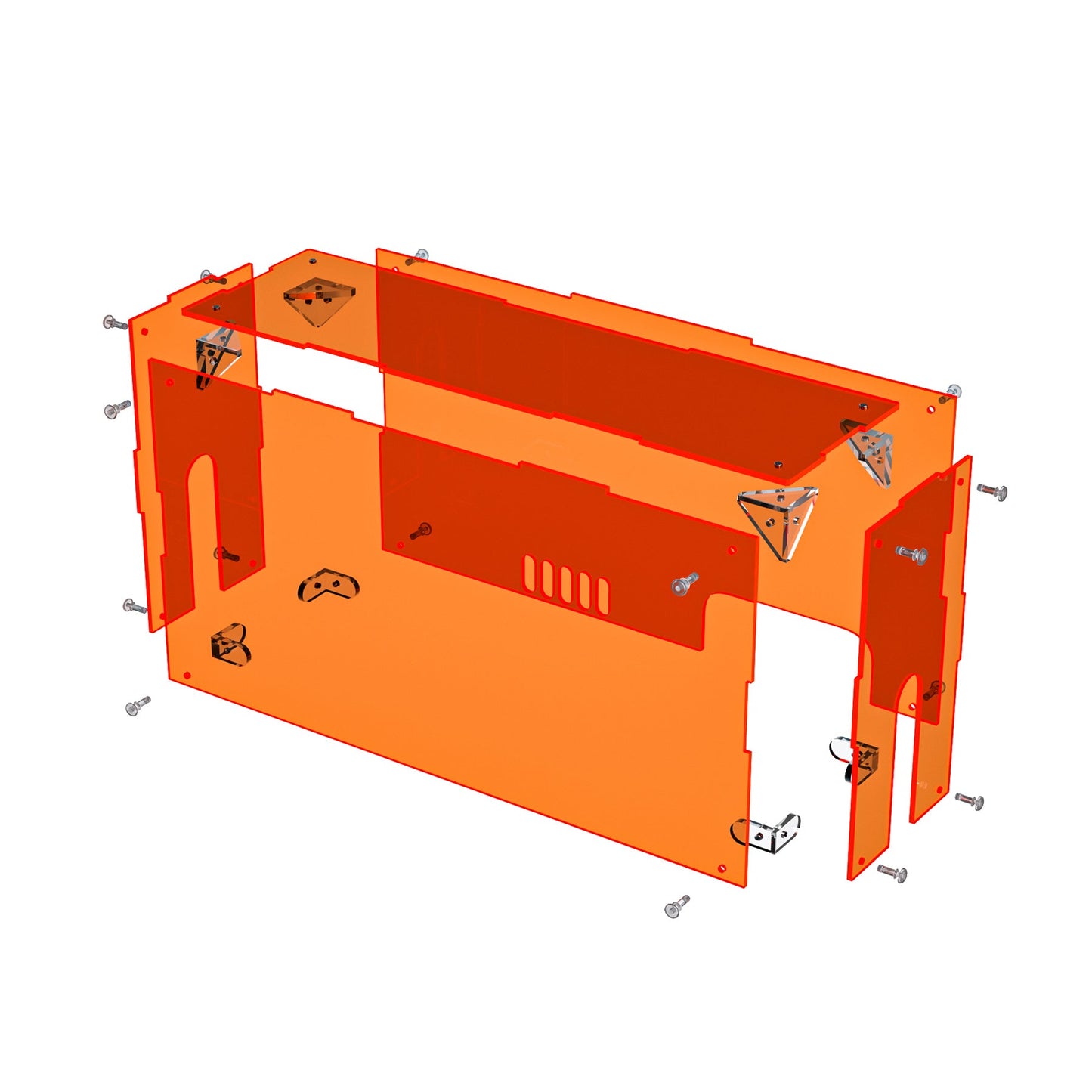 PlayVital Acrylic Dust Cover for Nintendo Switch 2 Console & Charging Dock Assemble Waterproof Protective Box Cover Sleeve for Nintendo Switch 2 (2025) - Clear Orange PlayVital