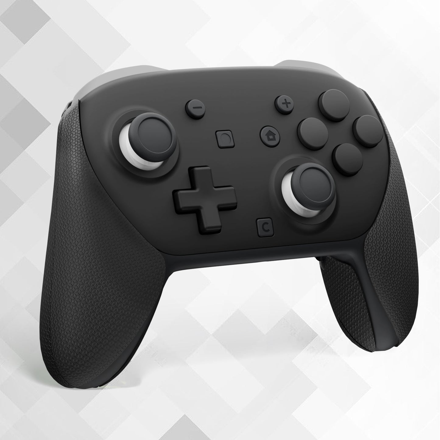 PlayVital Anti-Slip PU Grip Skin with Silicone Back Button Cover for Switch 2 Pro Controller, Sweat-Absorbent for Nintendo Switch 2 Pro Controller Grip - Hexagonal Textured Black PlayVital