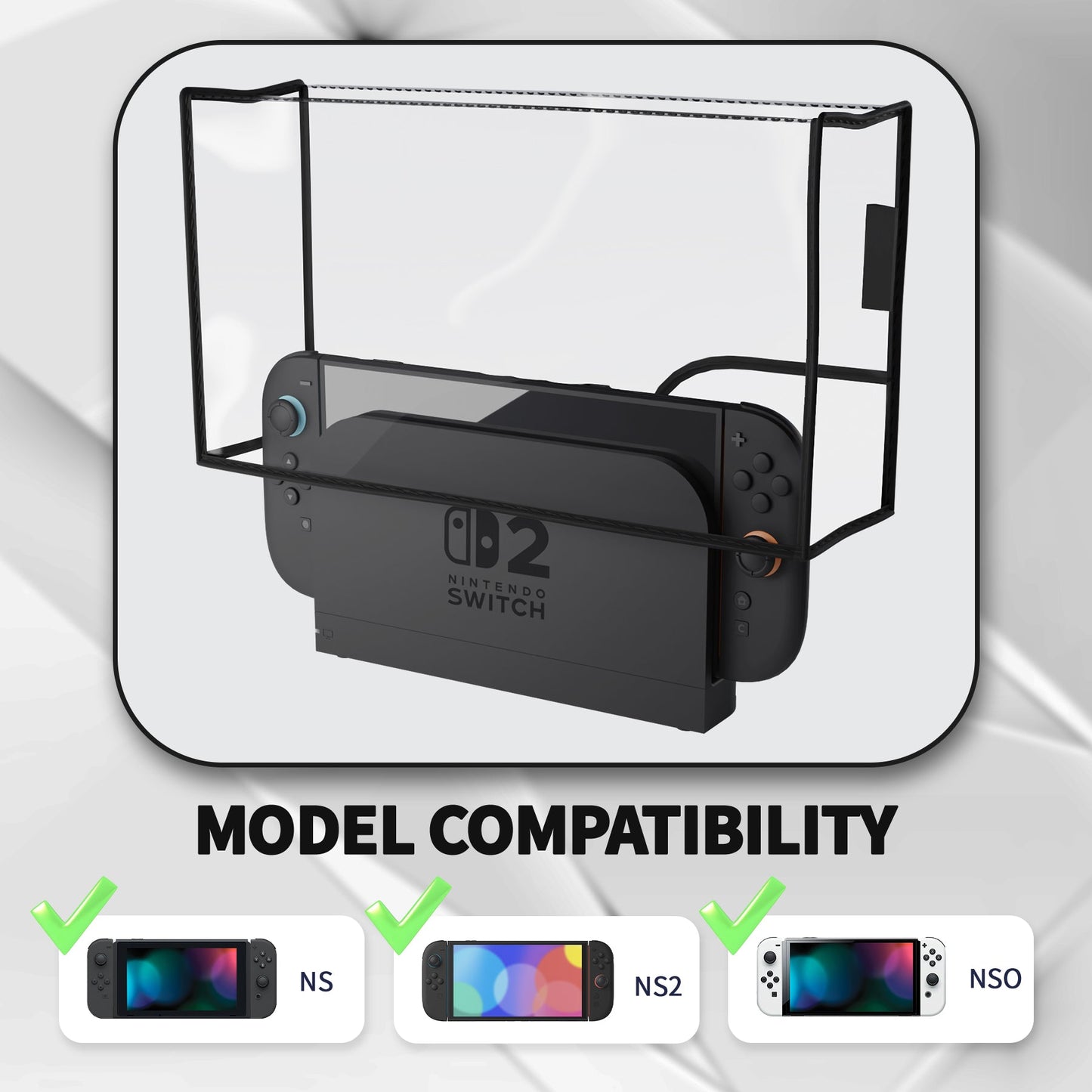 PlayVital Anti Scratch Waterproof Nylon Dust Cover for Nintendo Switch 2 Charging Dock - Transparent PlayVital