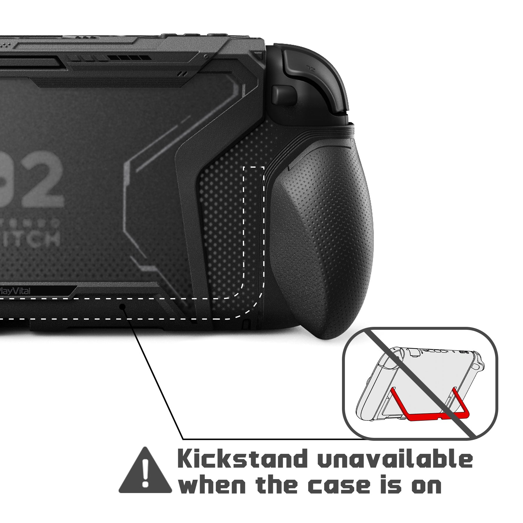 PlayVital BEYOND-GRIP Interchangeable Grip Protective Cover for Nintendo Switch 2 (2025), Ergonomic TPU Dockable Case Accessories for Switch 2 with Joystick Caps - Black PlayVital