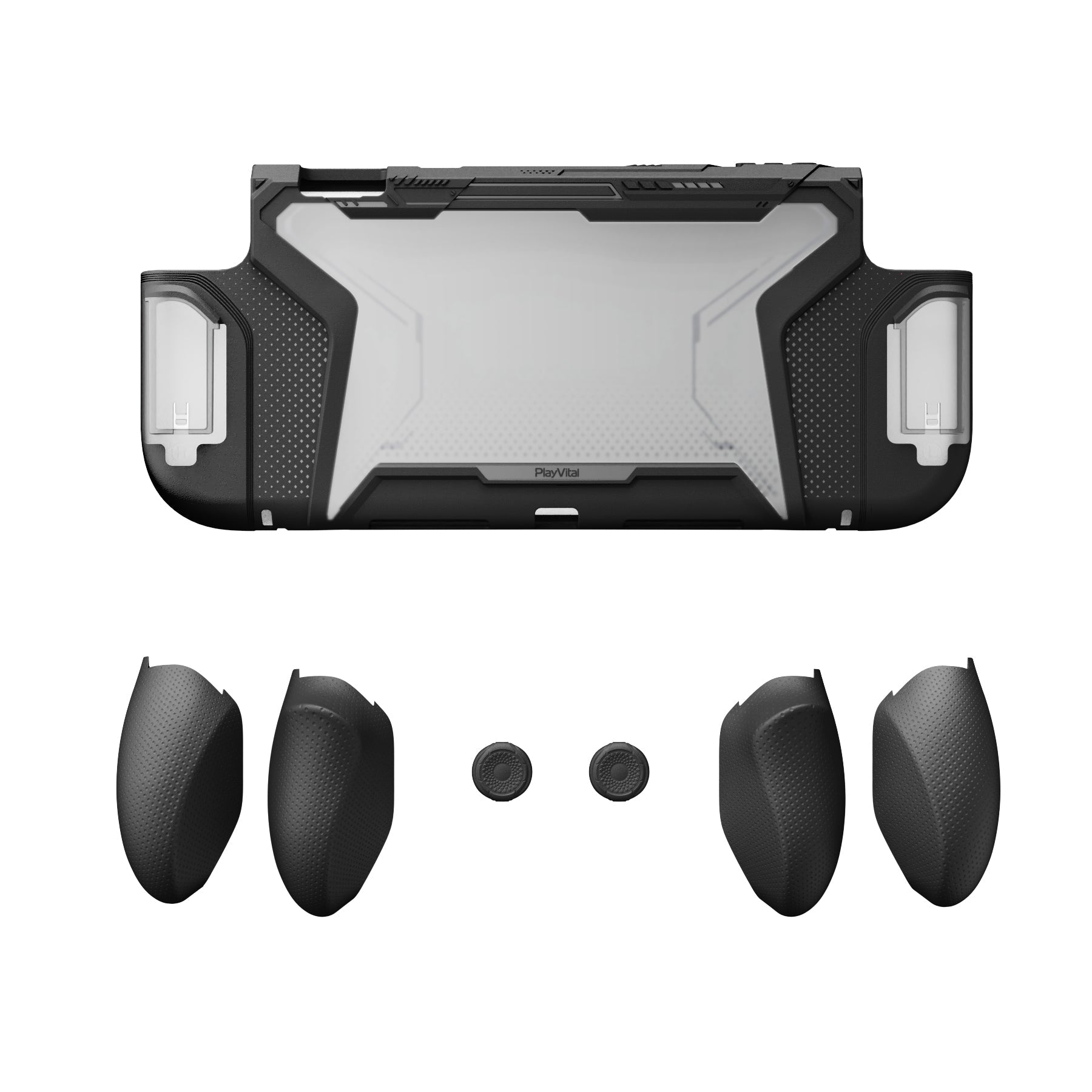 PlayVital BEYOND-GRIP Interchangeable Grip Protective Cover for Nintendo Switch 2 (2025), Ergonomic TPU Dockable Case Accessories for Switch 2 with Joystick Caps - Black PlayVital