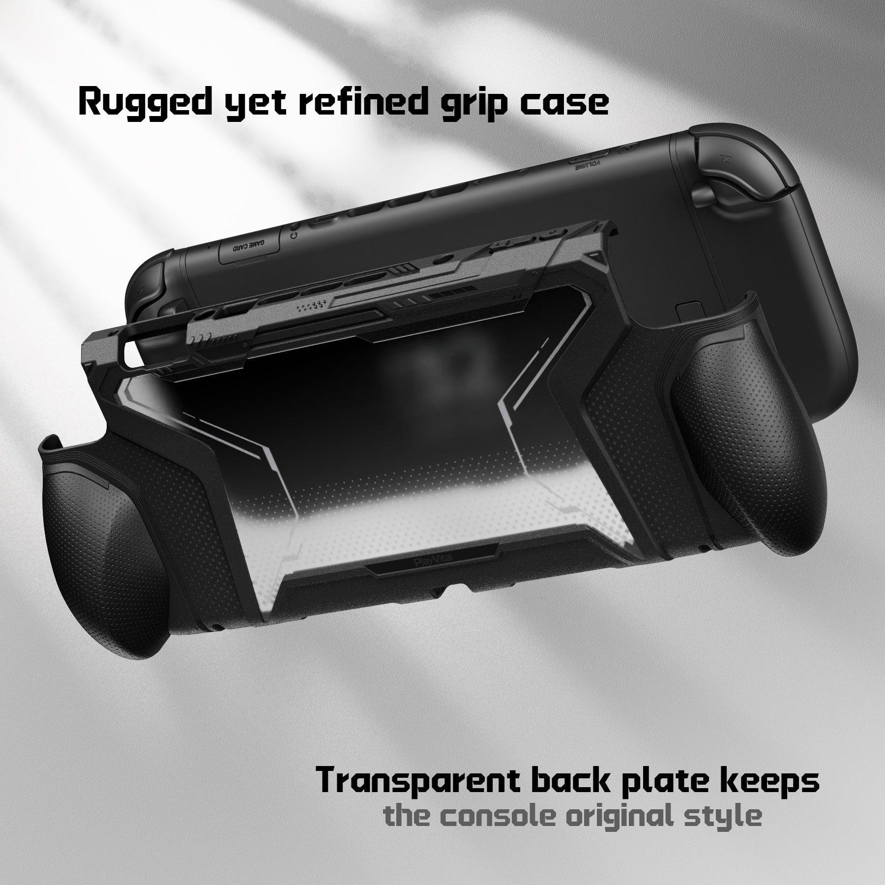 PlayVital BEYOND-GRIP Interchangeable Grip Protective Cover for Nintendo Switch 2 (2025), Ergonomic TPU Dockable Case Accessories for Switch 2 with Joystick Caps - Black PlayVital