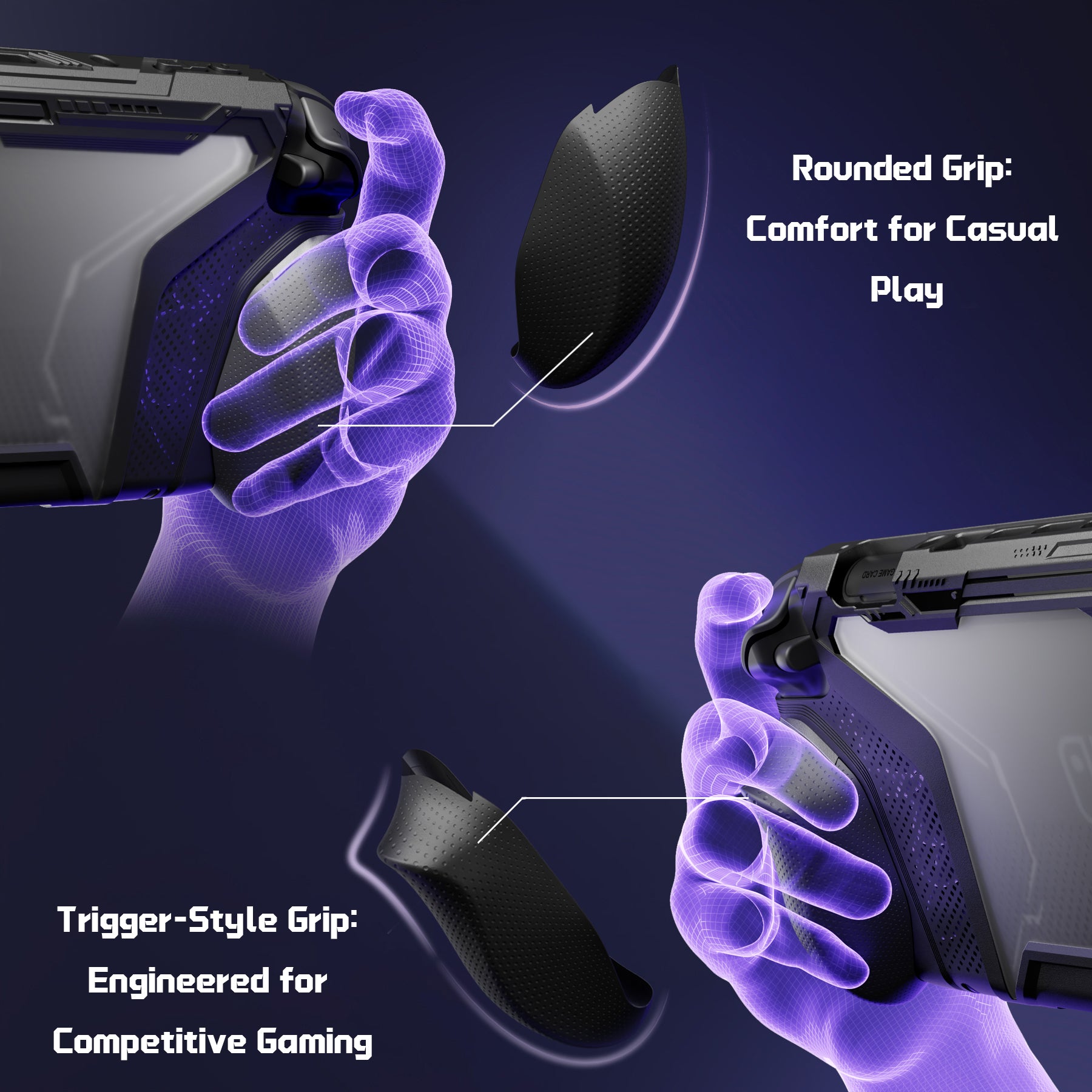 PlayVital BEYOND-GRIP Interchangeable Grip Protective Cover for Nintendo Switch 2 (2025), Ergonomic TPU Dockable Case Accessories for Switch 2 with Joystick Caps - Black PlayVital