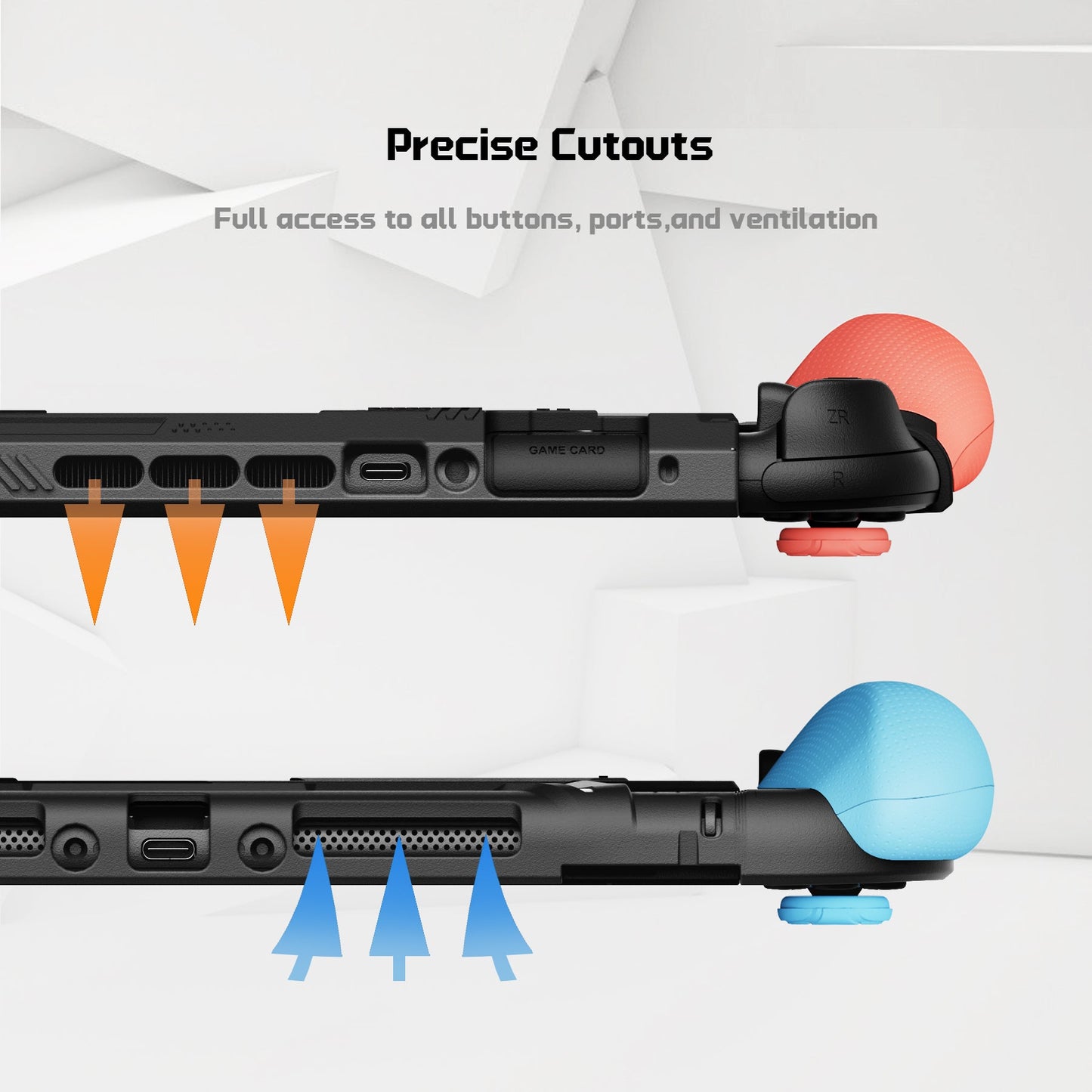 PlayVital BEYOND-GRIP Interchangeable Grip Protective Cover for Nintendo Switch 2 (2025), Ergonomic TPU Dockable Case Accessories for Switch 2 with Joystick Caps - Blue & Orange PlayVital