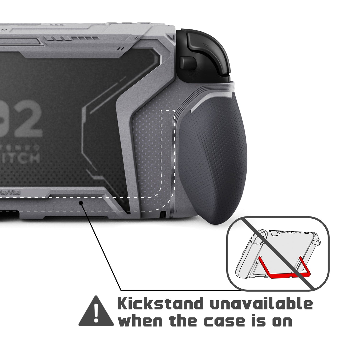 PlayVital BEYOND-GRIP Interchangeable Grip Protective Cover for Nintendo Switch 2 (2025), Ergonomic TPU Dockable Case Accessories for Switch 2 with Joystick Caps - New Hope Gray PlayVital