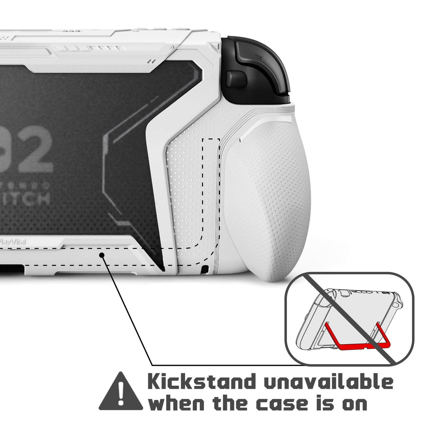 PlayVital BEYOND-GRIP Interchangeable Grip Protective Cover for Nintendo Switch 2 (2025), Ergonomic TPU Dockable Case Accessories for Switch 2 with Joystick Caps - White PlayVital