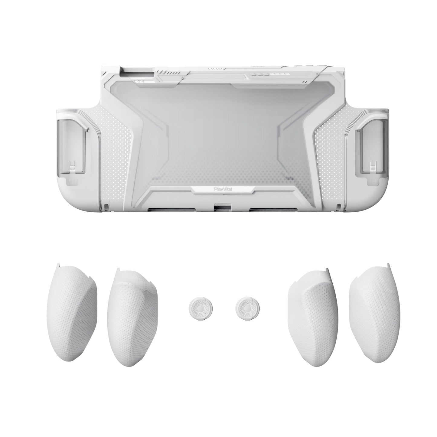 PlayVital BEYOND-GRIP Interchangeable Grip Protective Cover for Nintendo Switch 2 (2025), Ergonomic TPU Dockable Case Accessories for Switch 2 with Joystick Caps - White PlayVital