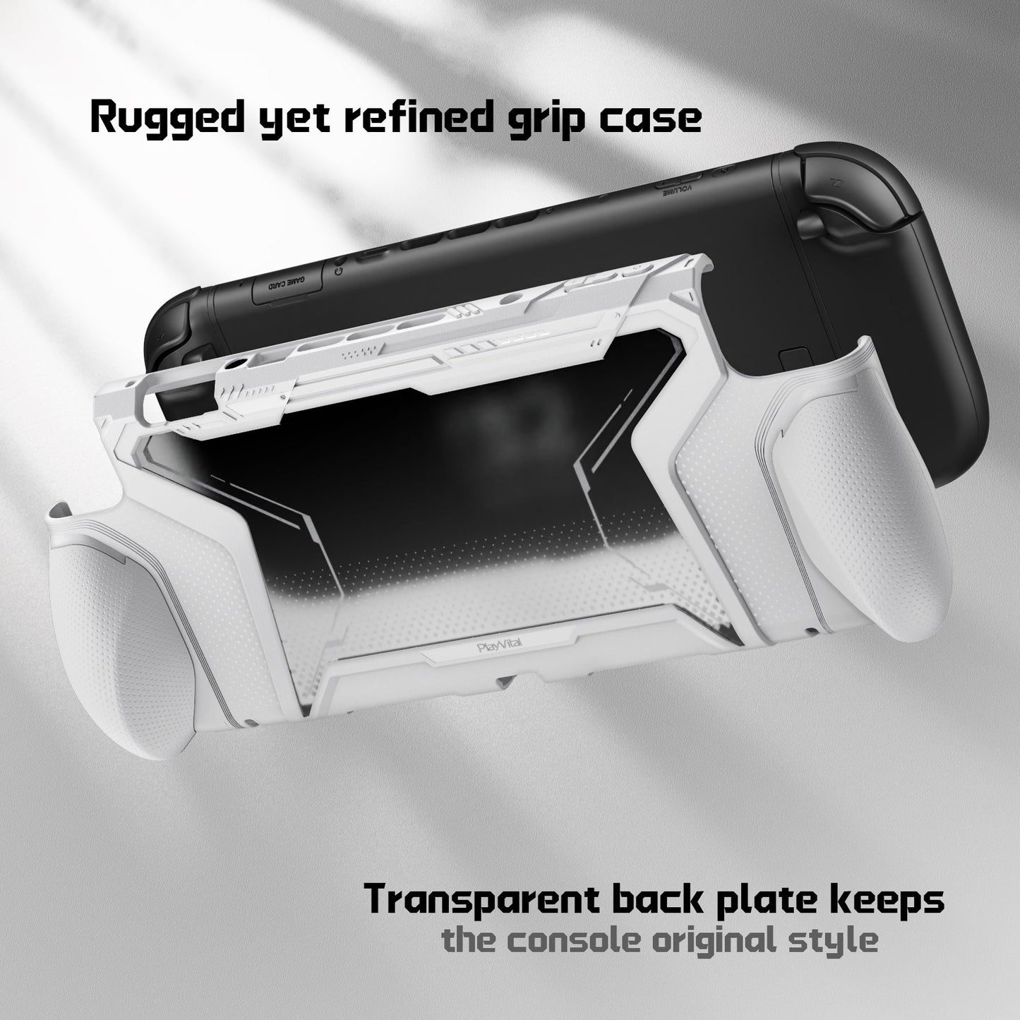 PlayVital BEYOND-GRIP Interchangeable Grip Protective Cover for Nintendo Switch 2 (2025), Ergonomic TPU Dockable Case Accessories for Switch 2 with Joystick Caps - White PlayVital