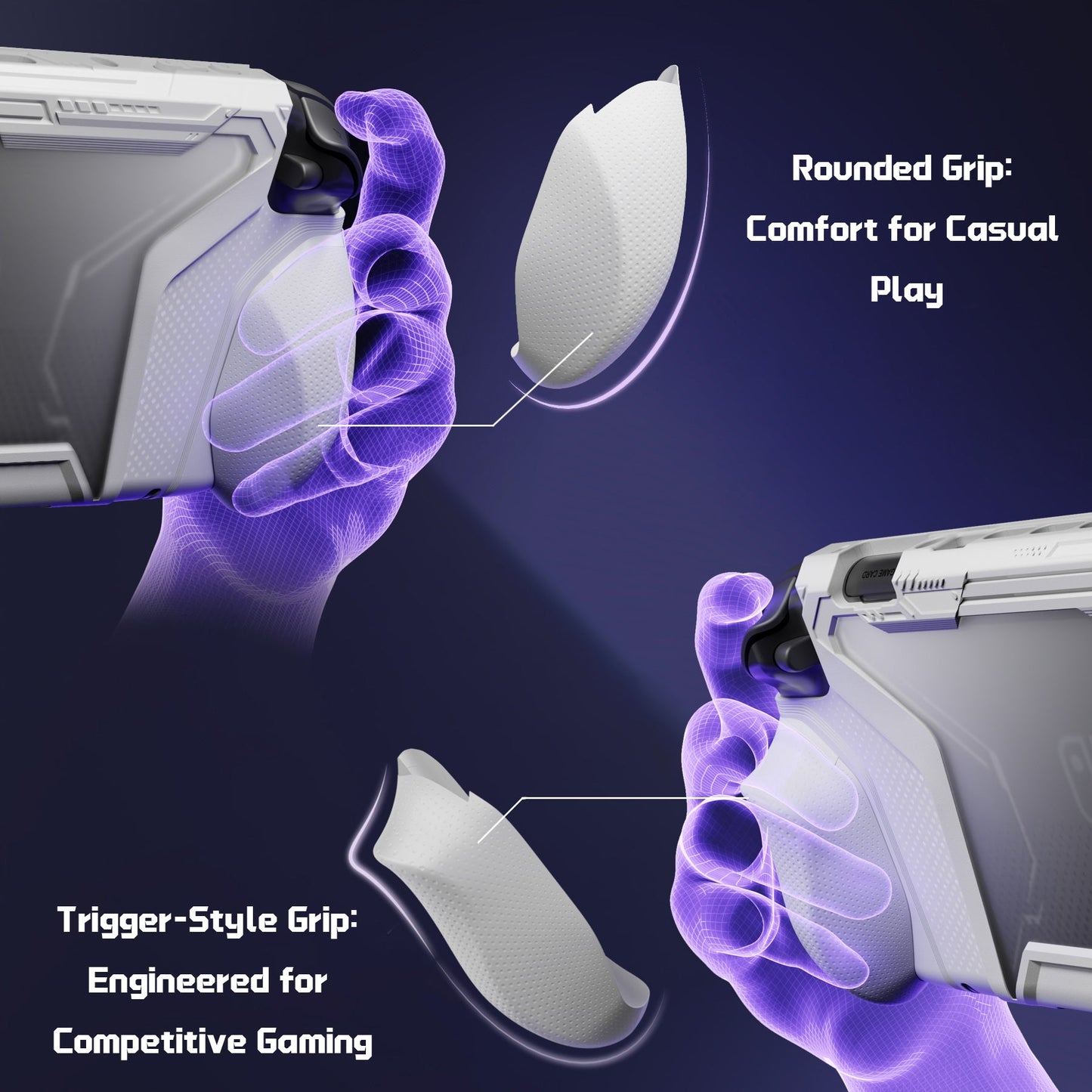 PlayVital BEYOND-GRIP Interchangeable Grip Protective Cover for Nintendo Switch 2 (2025), Ergonomic TPU Dockable Case Accessories for Switch 2 with Joystick Caps - White PlayVital