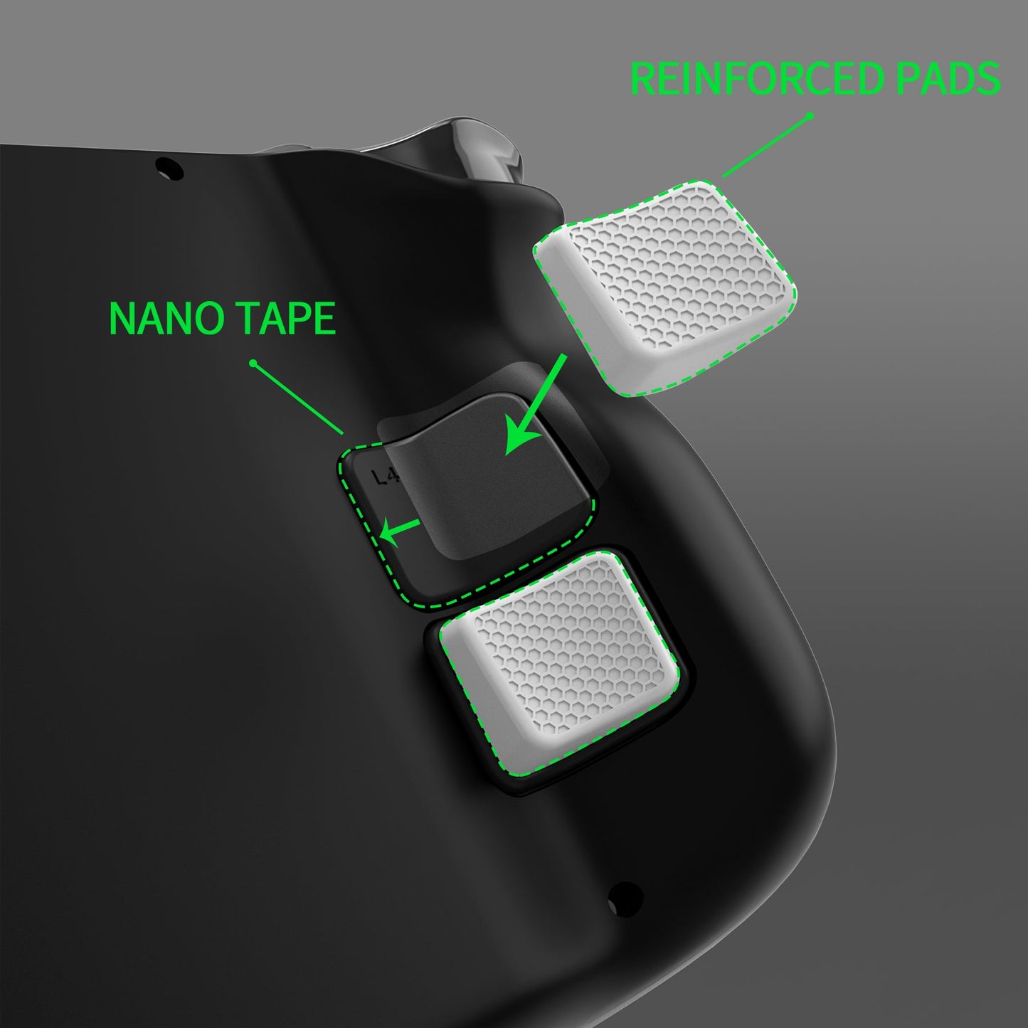 PlayVital Back Button Enhancement Set with 2 Different Thickness for Steam Deck LCD & OLED - Cool Gray playvital