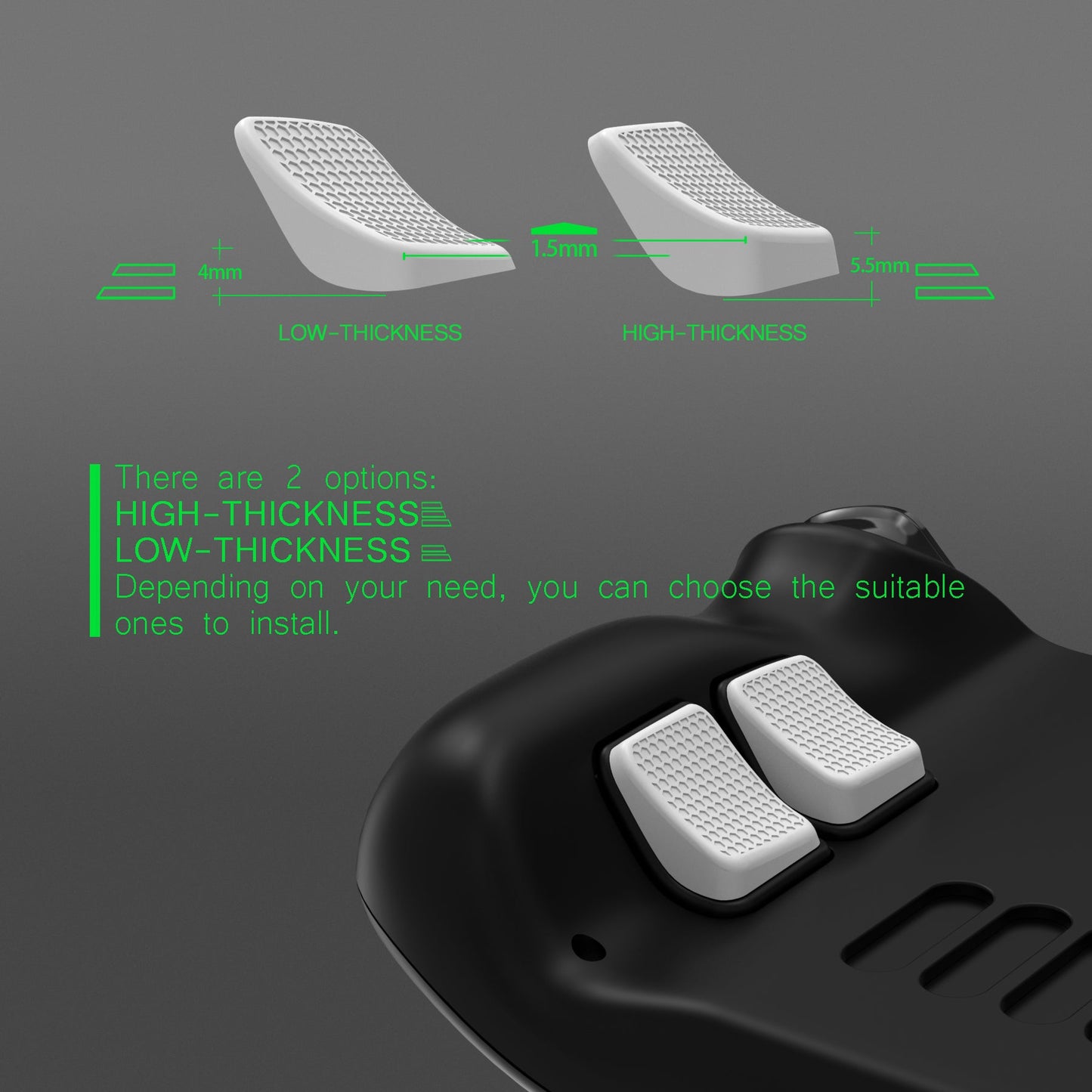 PlayVital Back Button Enhancement Set with 2 Different Thickness for Steam Deck LCD & OLED - Cool Gray playvital