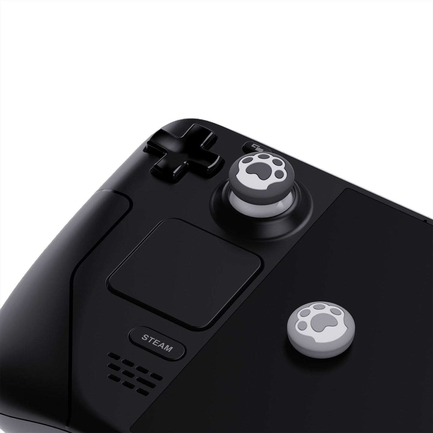 PlayVital Cat Paw Design Thumb Grip Caps for Steam Deck LCD & OLED, for PS Portal Remote Player - Gray & Light Gray PlayVital