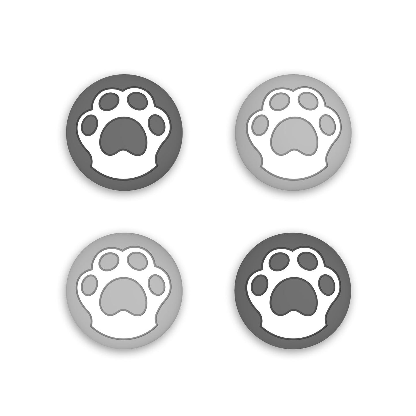 PlayVital Cat Paw Design Thumb Grip Caps for Steam Deck LCD & OLED, for PS Portal Remote Player - Gray & Light Gray PlayVital