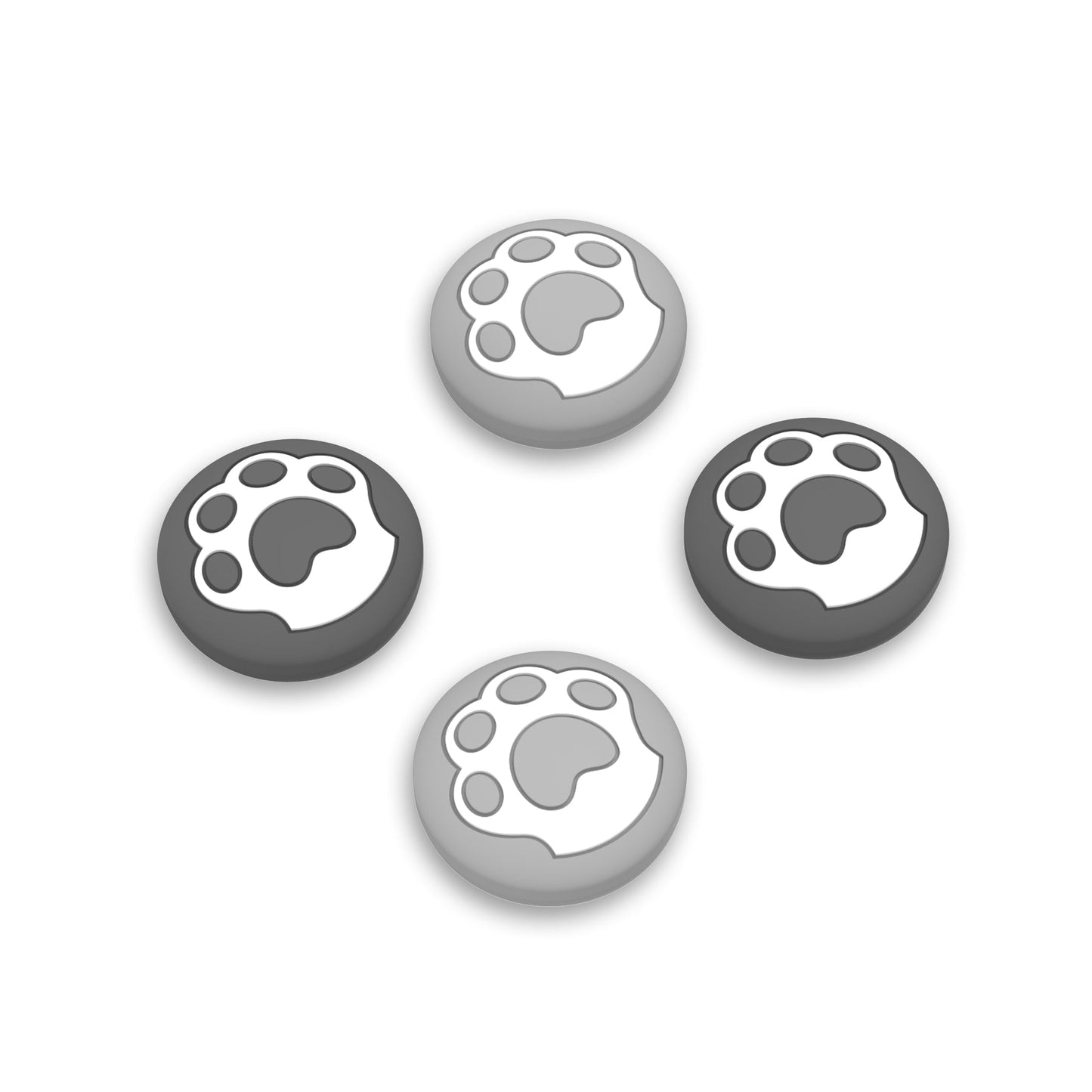 PlayVital Cat Paw Design Thumb Grip Caps for Steam Deck LCD & OLED, for PS Portal Remote Player - Gray & Light Gray PlayVital