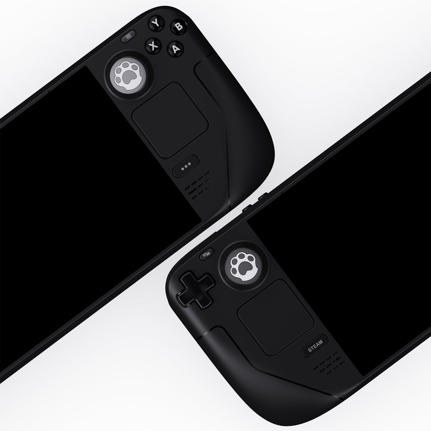 PlayVital Cat Paw Design Thumb Grip Caps for Steam Deck LCD & OLED, for PS Portal Remote Player - Gray & Light Gray PlayVital