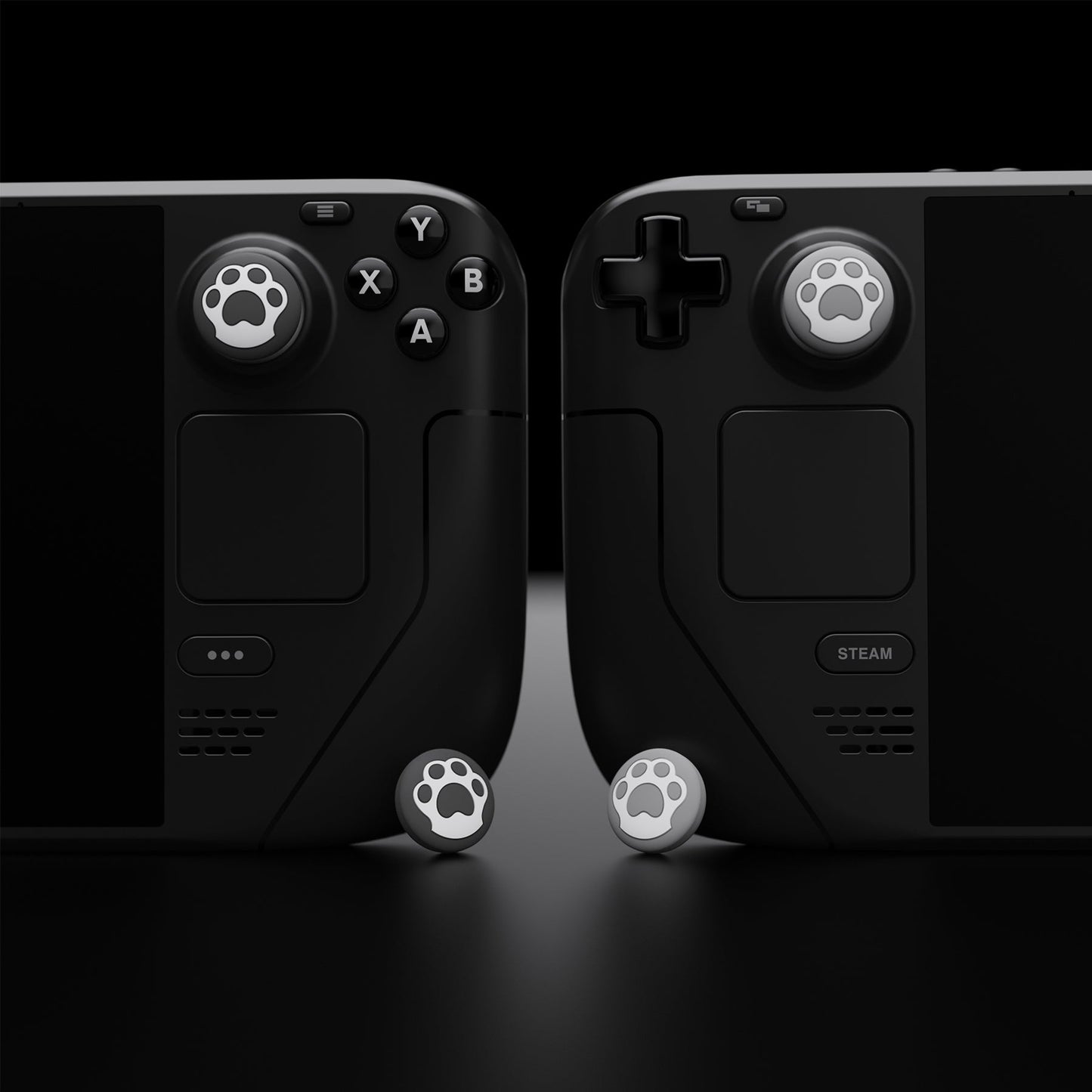 PlayVital Cat Paw Design Thumb Grip Caps for Steam Deck LCD & OLED, for PS Portal Remote Player - Gray & Light Gray PlayVital