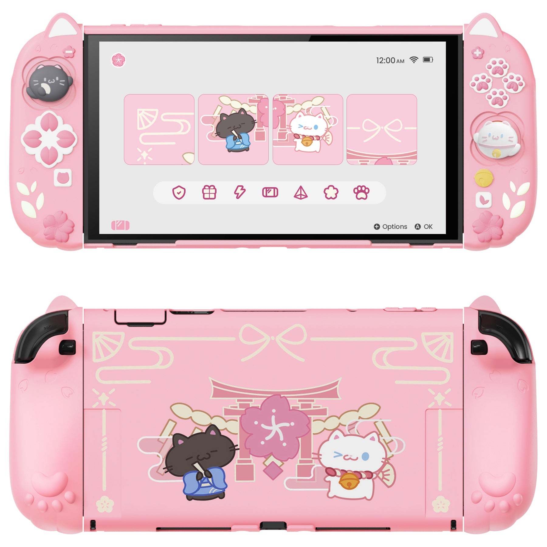 PlayVital Cherry Blossoms Kitten Protective Cover for Nintendo Switch 2 - Pink PlayVital