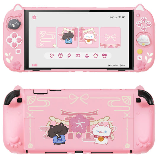 PlayVital Cherry Blossoms Kitten Protective Cover for Nintendo Switch 2 - Pink PlayVital