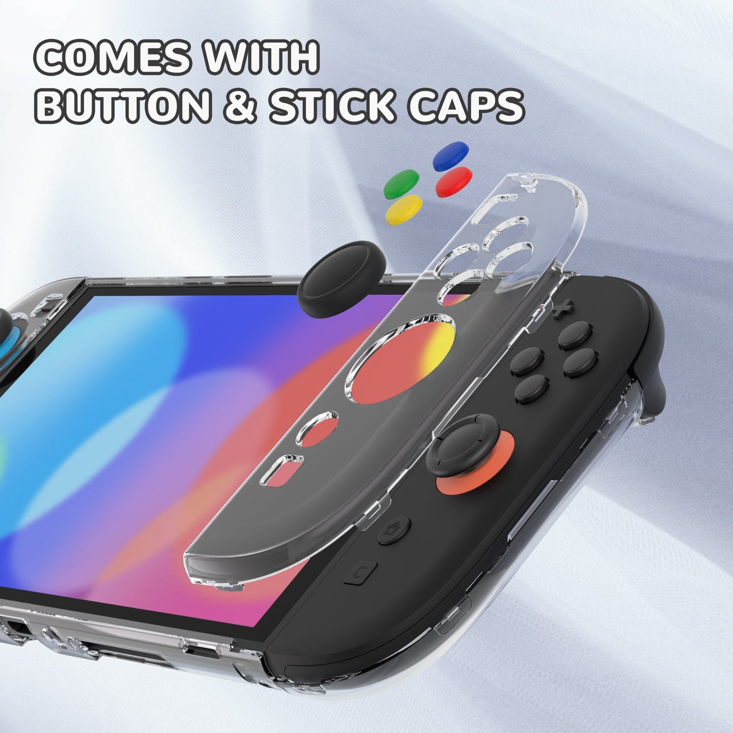 PlayVital Clear Series Hard Shell Protective Case with Foldable Stand & Thumb Grips for Nintendo Switch 2 - Transparent PlayVital
