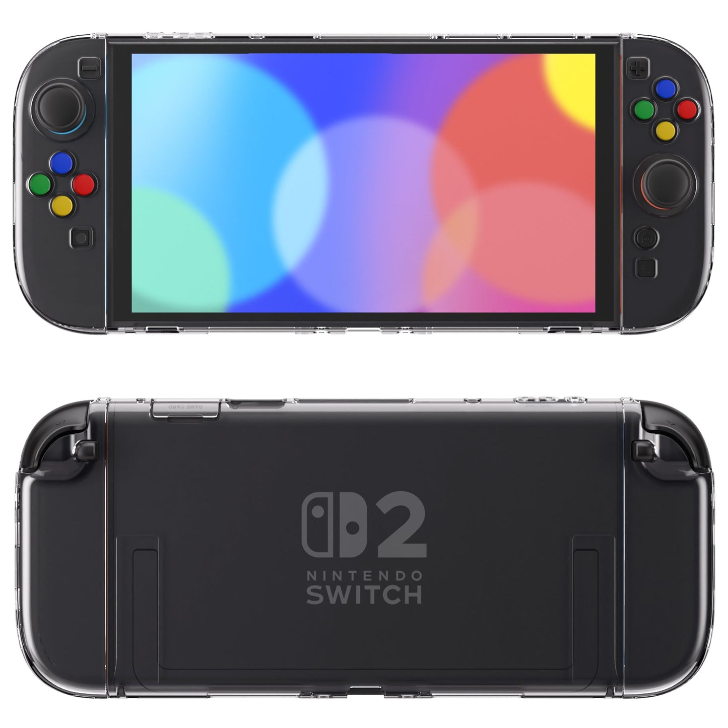 PlayVital Clear Series Hard Shell Protective Case with Foldable Stand & Thumb Grips for Nintendo Switch 2 - Transparent PlayVital