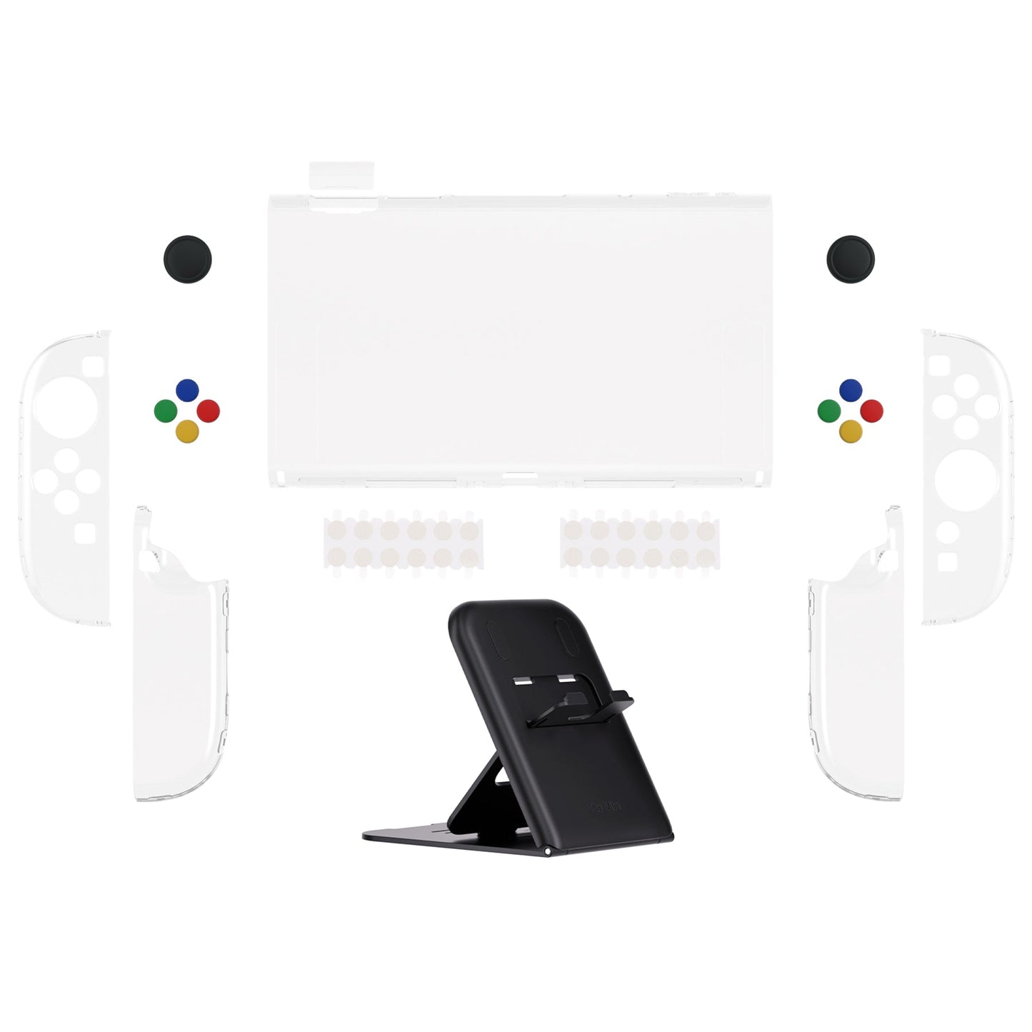 PlayVital Clear Series Hard Shell Protective Case with Foldable Stand & Thumb Grips for Nintendo Switch 2 - Transparent PlayVital