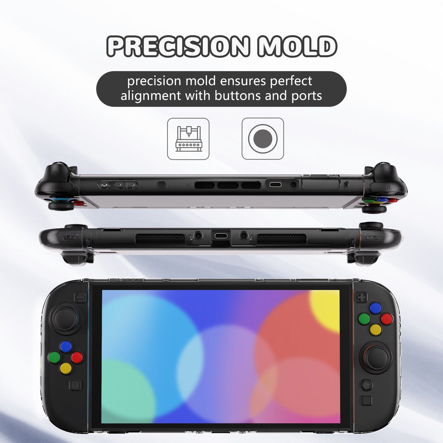 PlayVital Clear Series Hard Shell Protective Case with Foldable Stand & Thumb Grips for Nintendo Switch 2 - Transparent PlayVital