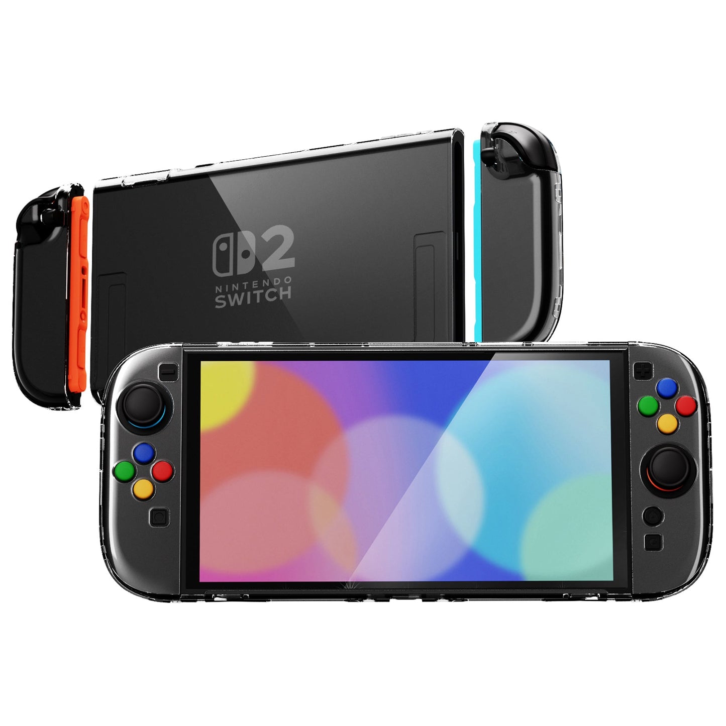 PlayVital Clear Series Hard Shell Protective Case with Foldable Stand & Thumb Grips for Nintendo Switch 2 - Transparent PlayVital